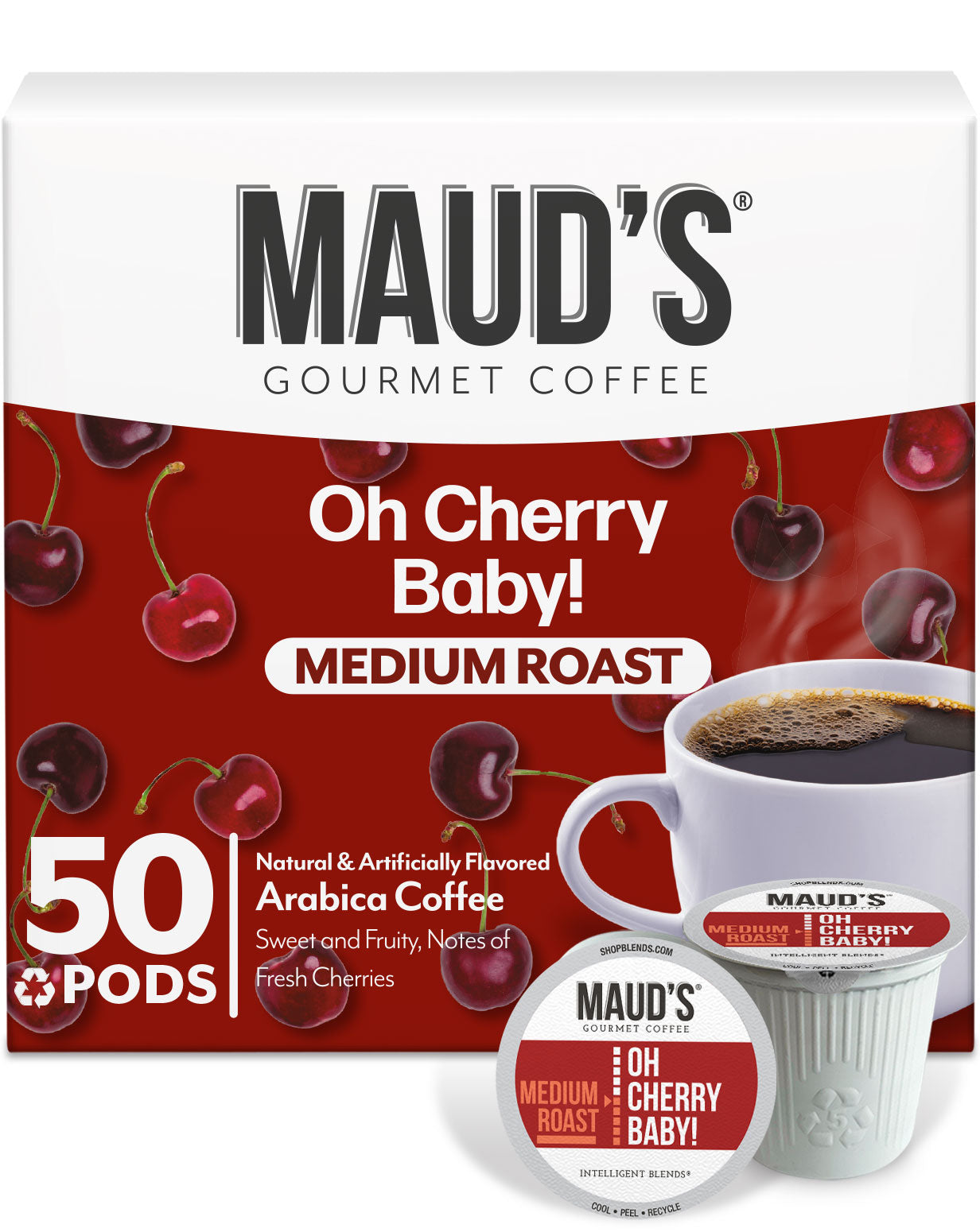 Premium Maud's Cherry Flavored Coffee Pods - Single Serve K-Cup Compatible - Rich & Smooth Taste - Perfect for Morning Brew, Office Break, or After-Dinner Treat
