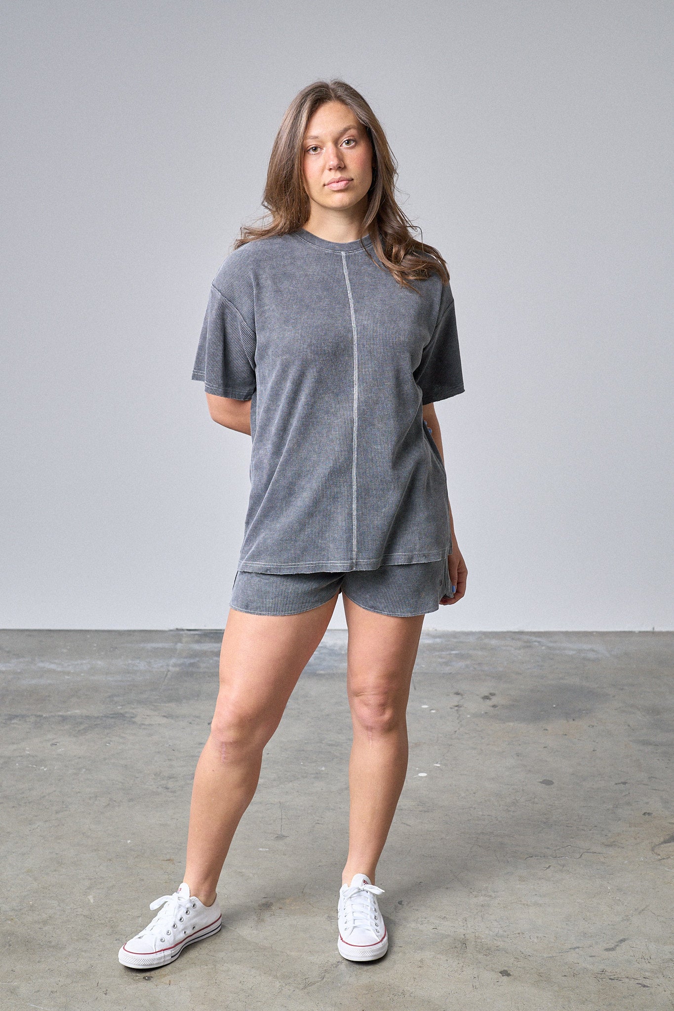 Stylish Black Acid Wash Waffle Shorts for Adults - Perfect for Summer Outfits, Beach Vacations & Casual Wear