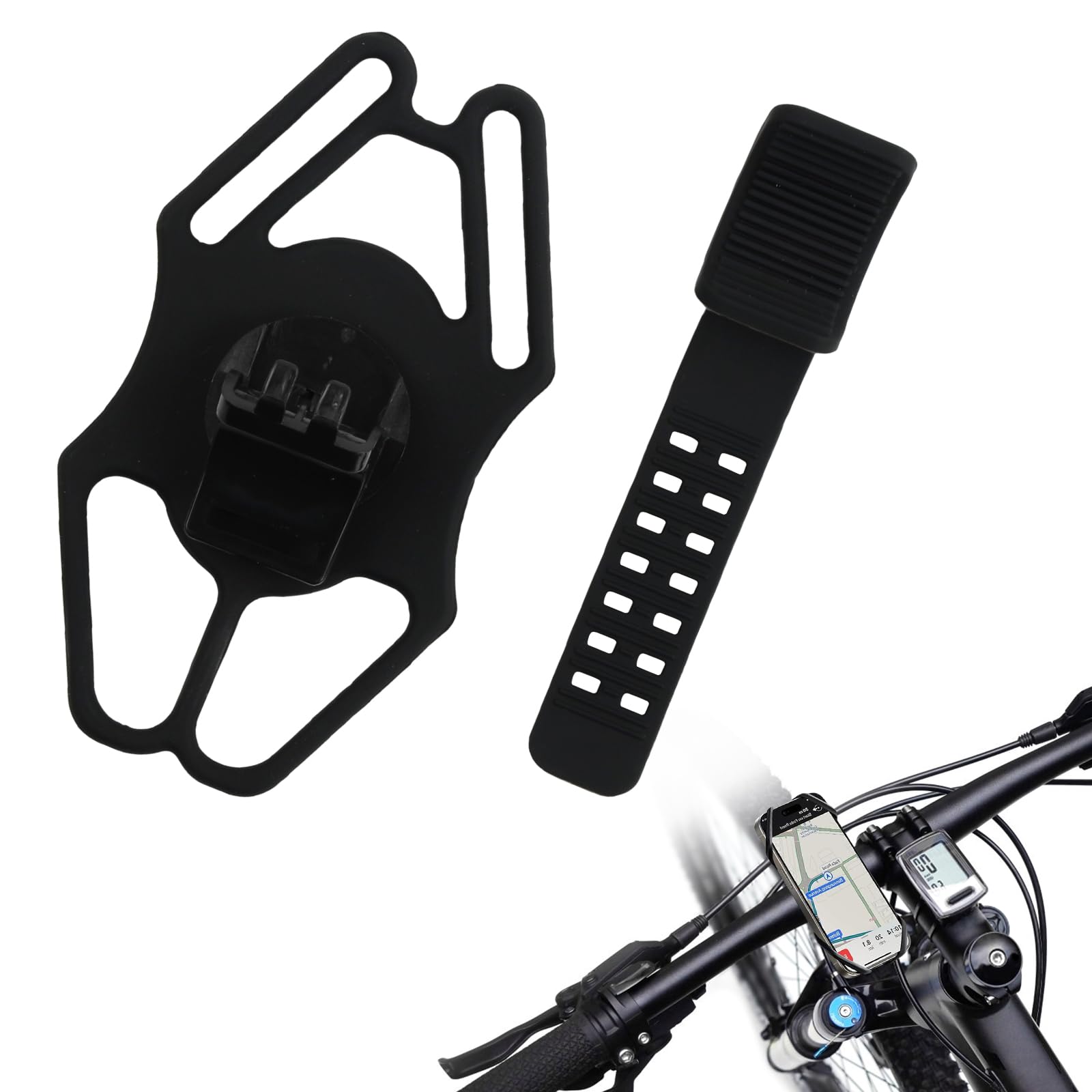 Focenat Adjustable Bike Phone Mount - Universal Silicone Motorcycle & Bicycle Phone Holder for iPhone & Android - Perfect for Cycling, Commuting & Outdoor Adventures