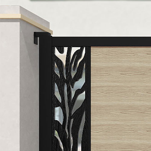Classic Malawi Straight Top Driveway Gate - Light Oak Finish - End Screen Design - Perfect for Residential & Commercial Property Entrances