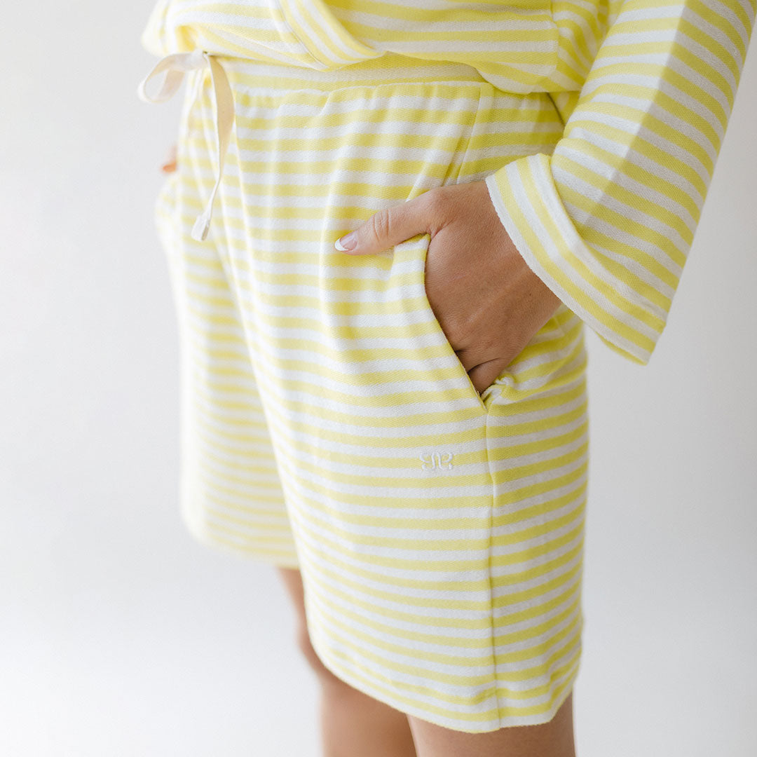 Sailor Stripe Shorts for Women - Yellow Striped Casual Summer Shorts | Beachwear, Vacation Outfits & Lounge Wear