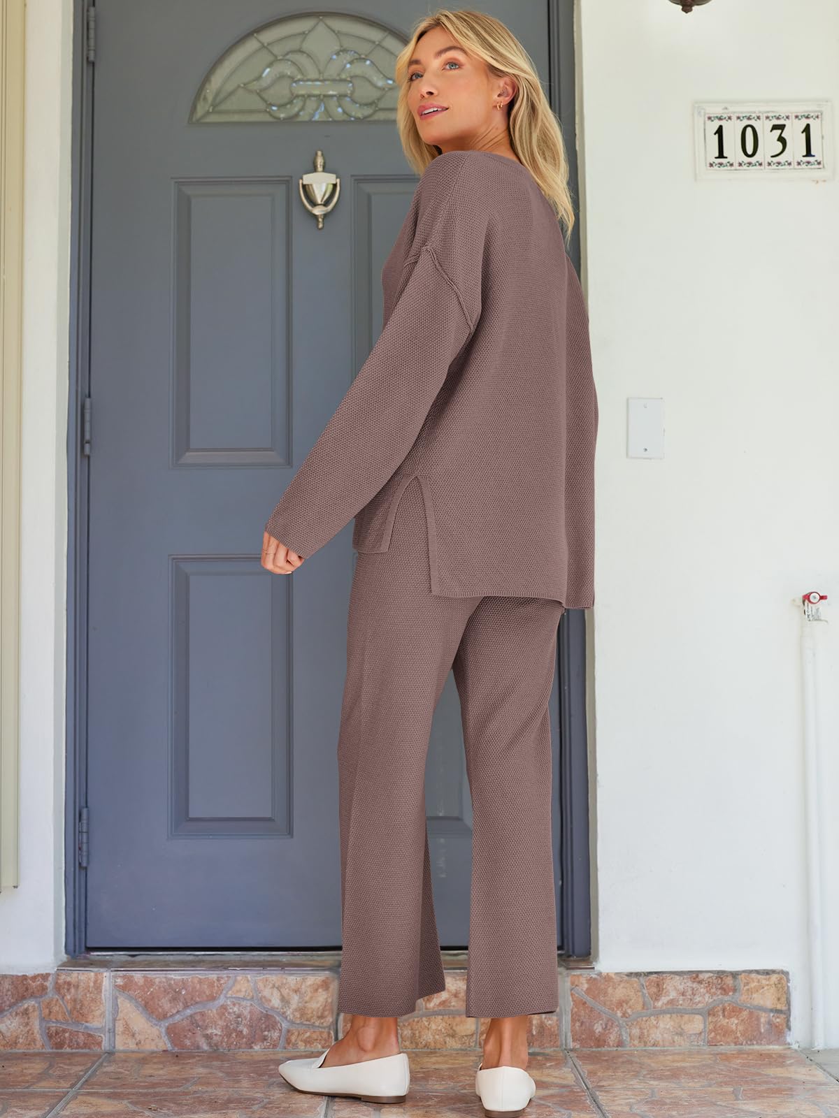 LILLUSORY Women's Oversized 2-Piece Lounge Set - Soft Knit Matching Pajama Set with Slouchy Fit | Cozy Loungewear for Home, Relaxation & Casual Outings