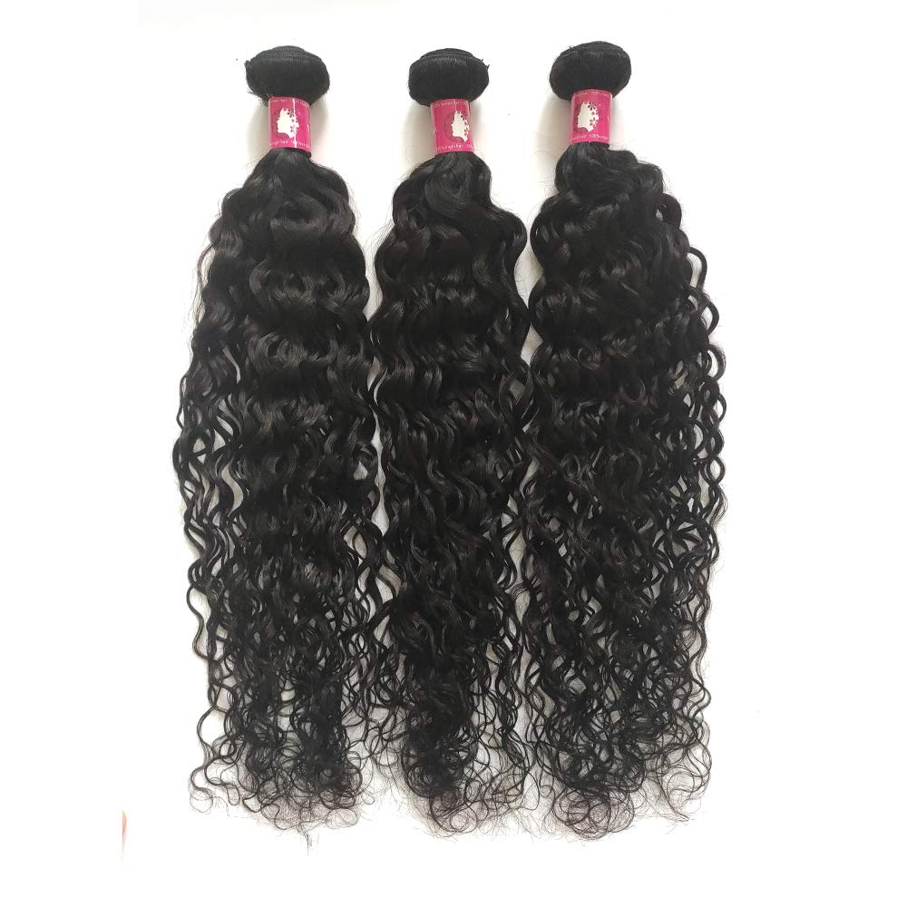 Brazilian Water Wave Human Hair Weaves - 3 Bundles 24 Inch Unprocessed Soft Hair Extensions for Black Women | Tangle-Free & Minimal Shedding | Perfect for Daily Styling, Parties & Special Occasions