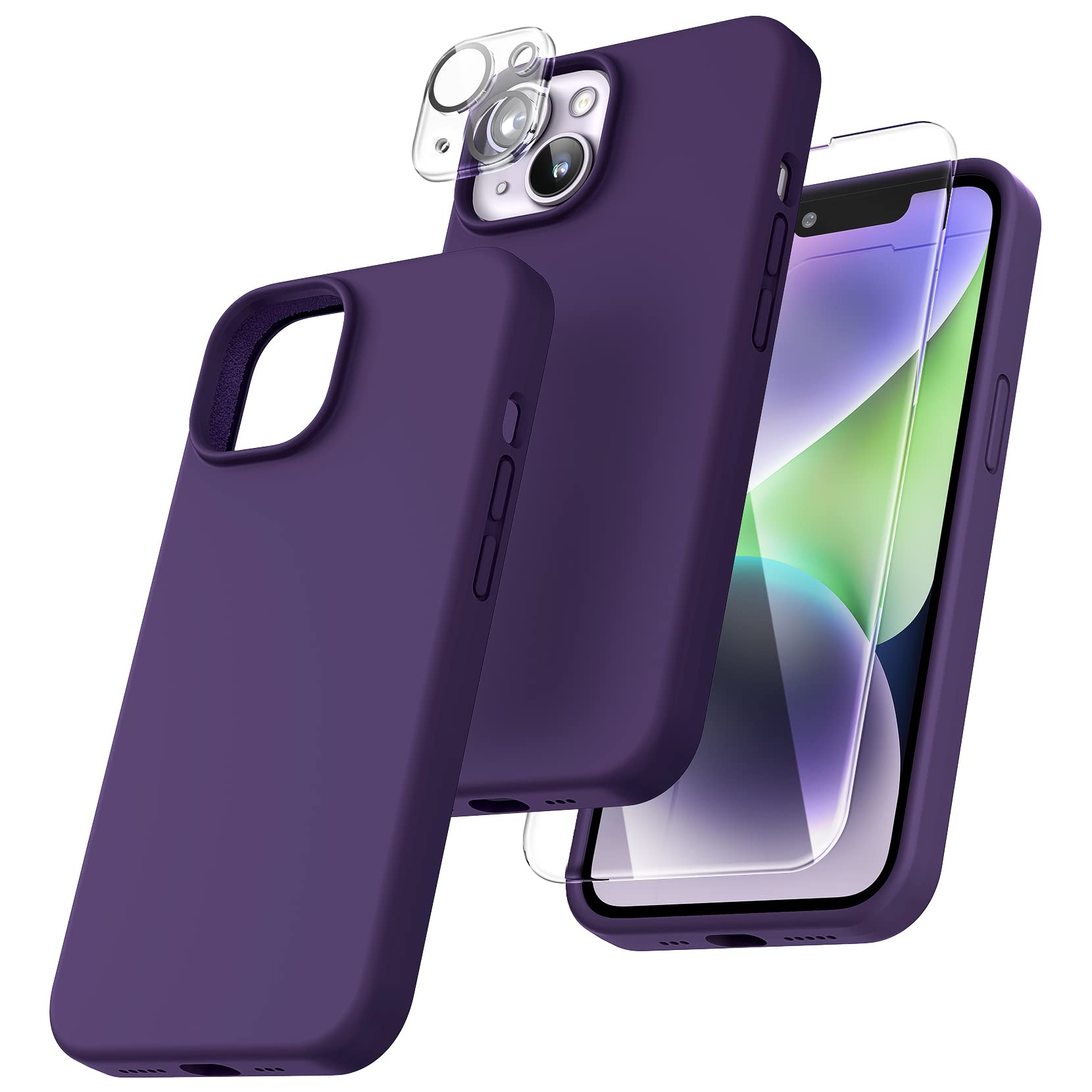 TOCOL Slim Liquid Silicone Case for iPhone 14 (6.1 Inch) - Anti-Scratch & Shockproof Protective Phone Cover in Midnight Purple - Perfect for Everyday Use, Travel, and Outdoor Activities