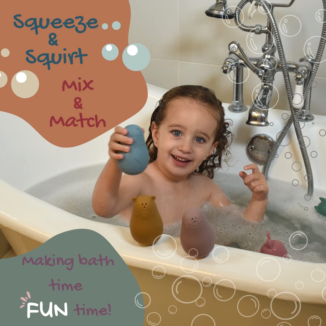 Non-Toxic Silicone Bath Toys 4-Pack - Montessori Stackable Cups for Baby & Toddler - Dishwasher Safe Bathtub Toys - Sensory Learning & Water Play - Perfect for Bath Time, Pool, and Beach Fun