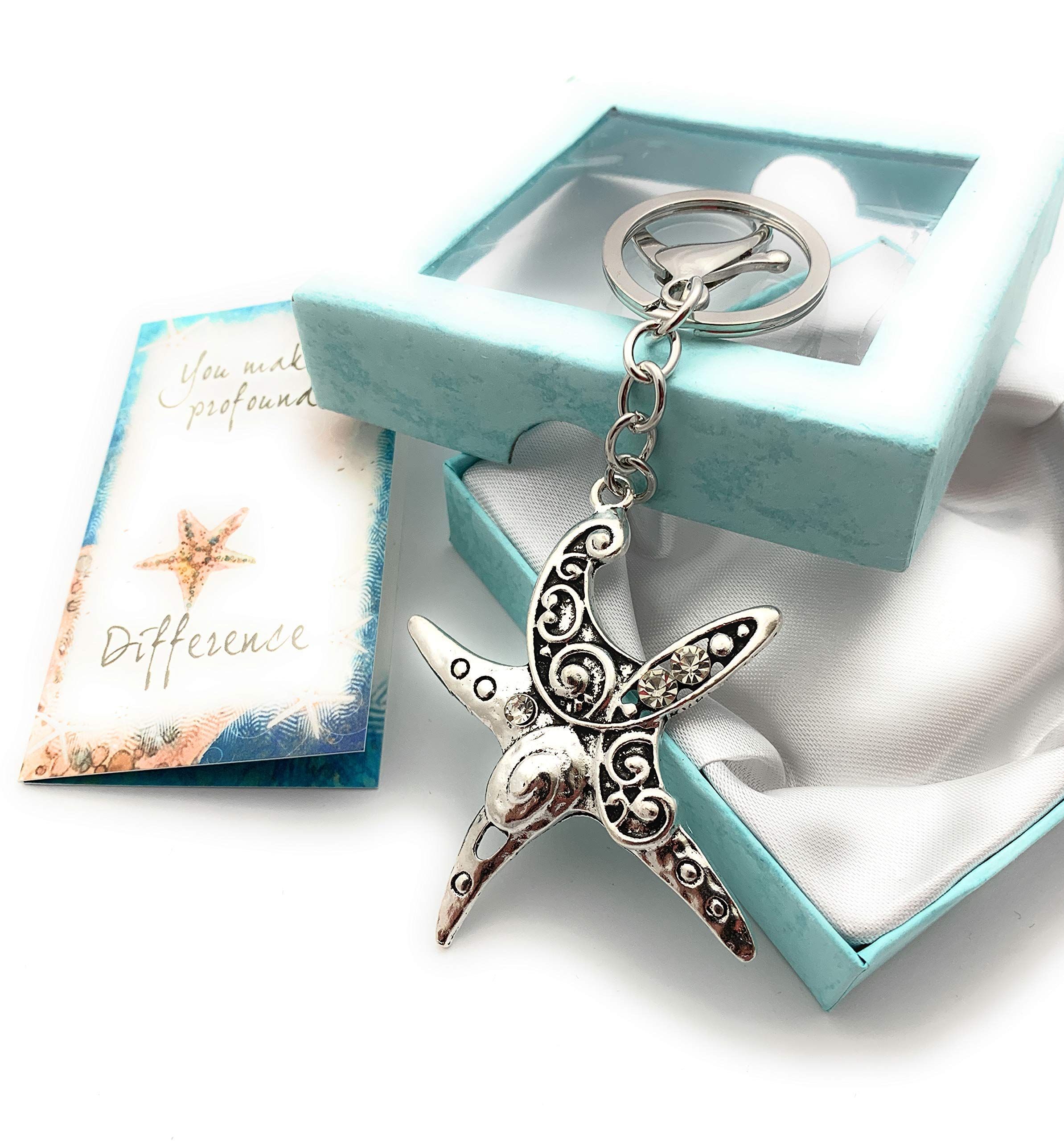 Smiling Wisdom - Starfish Story Appreciation Gift Set with Keepsake Card & Ornate Swirl Keychain - Inspirational Teacher/Coach Gift - Perfect for Graduation, Retirement & Thank You Gifts