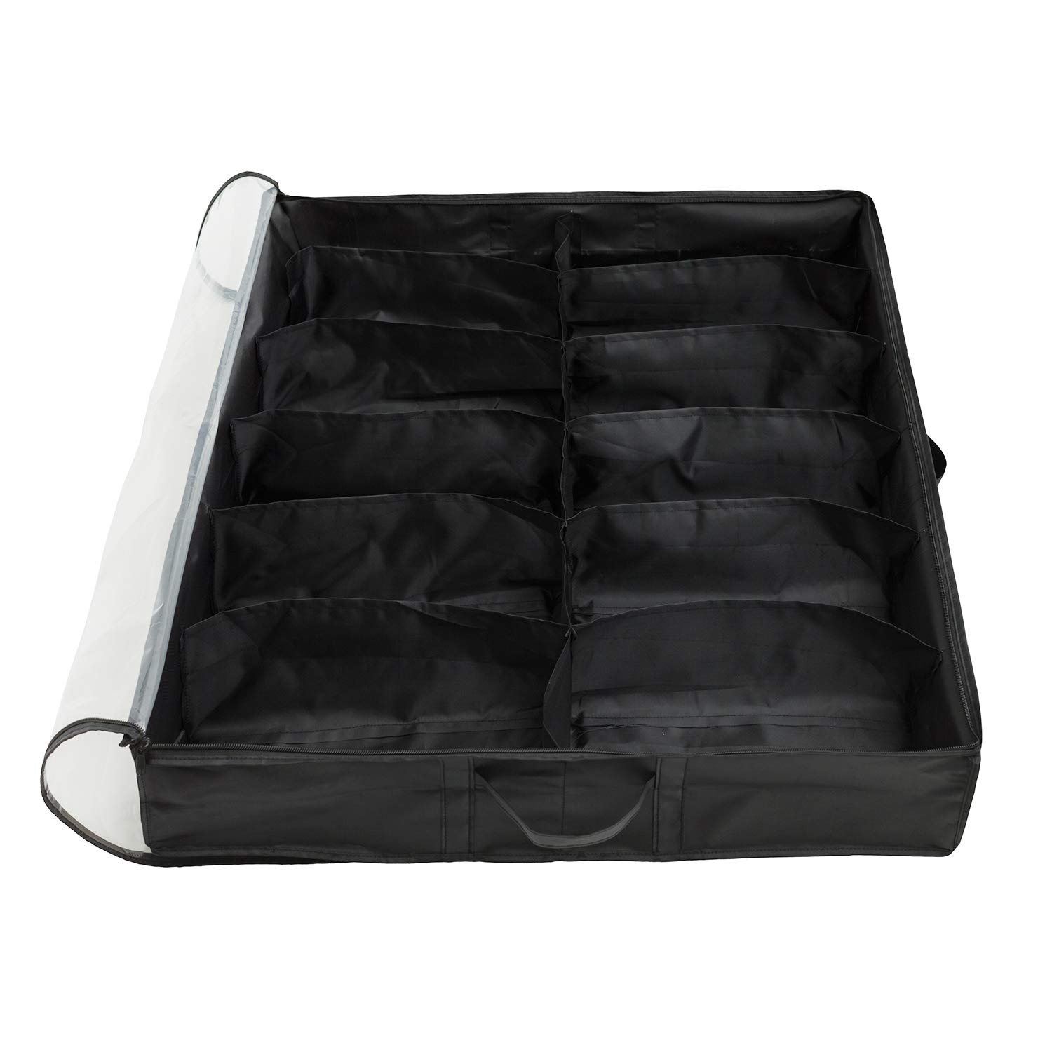 Surblue 12 Pairs Under Bed Shoe Organizer Storage Bags - Space Saving Closet & Travel Shoe Storage (Black) - Perfect for Bedroom, Closet, Dorm & Luggage Organization