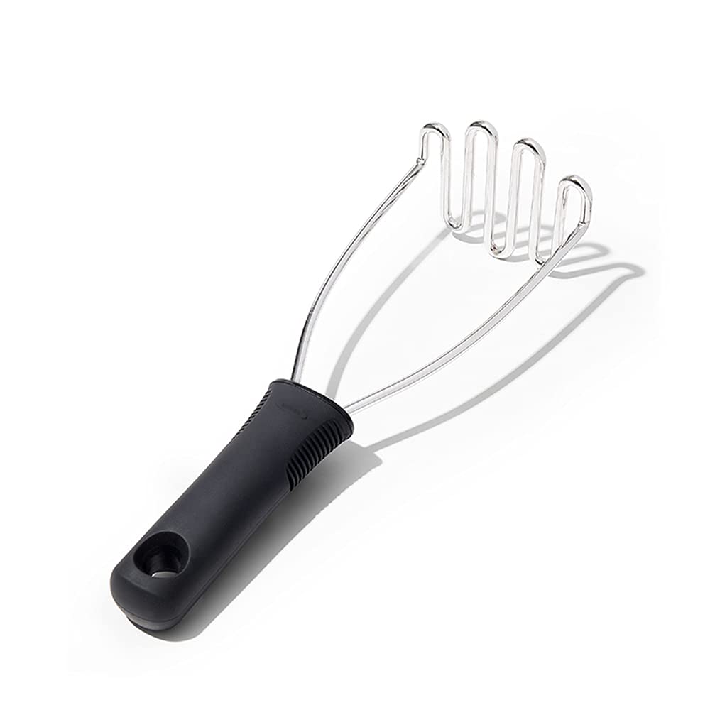 Stainless Steel Potato Masher - Double-Layer Manual Food Crusher for Mashing Potatoes, Avocados, Vegetables & Fruits - Safe Kitchen Gadget for Baking, Cooking & Meal Prep