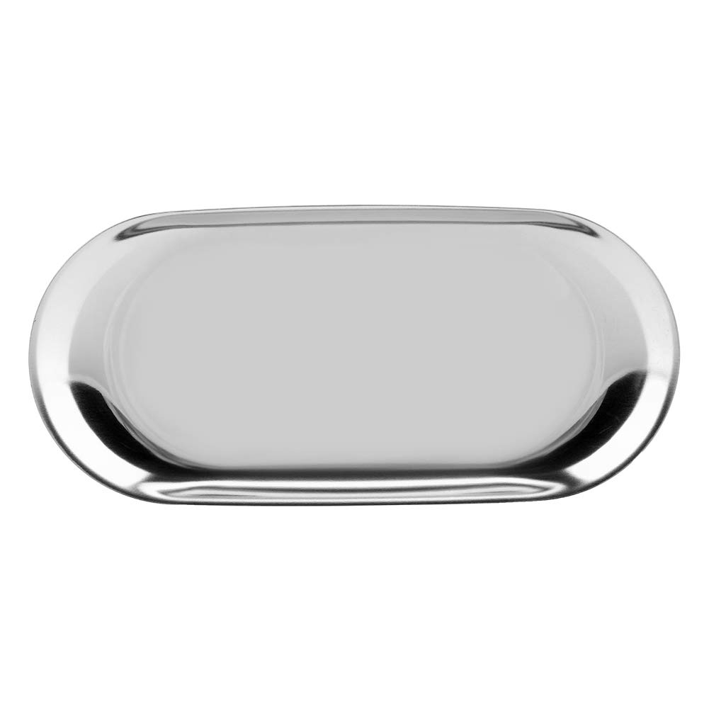 Emoshayoga Stainless Steel Cosmetic Organizer - Bathroom Vanity Tray for Makeup Storage (Silver, Small, Black) | Perfect for Countertop Organization in Bedroom & Bathroom