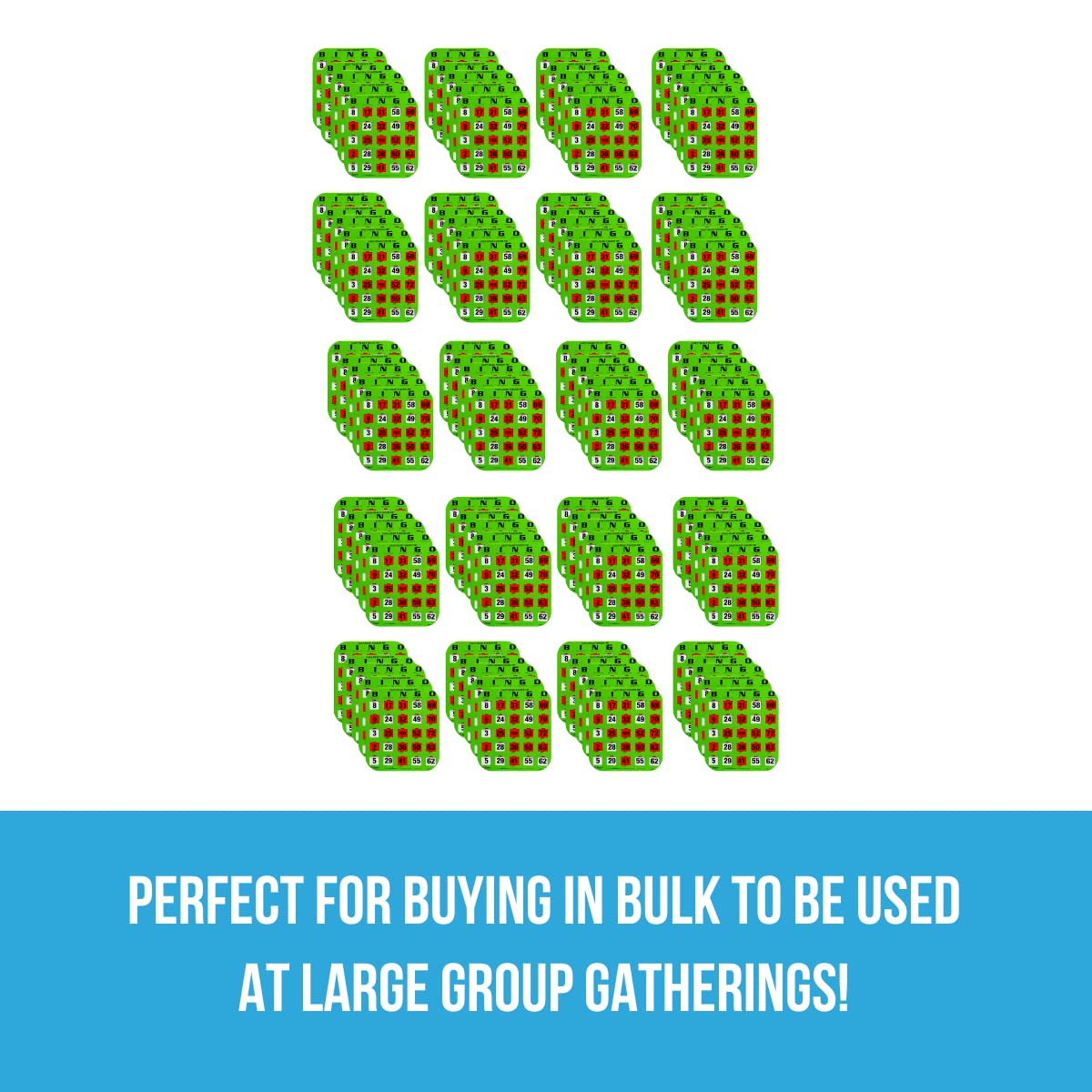 Regal Bingo Shutter Slide Bingo Cards - 8” x 9” Green Cardstock - 5-Ply Durable - No Duplicates - Red Sliding Windows - Perfect for Large Groups & Bulk Purchasing - Ideal for Bingo Nights, Fundraisers, Senior Activities & Family Game Nights