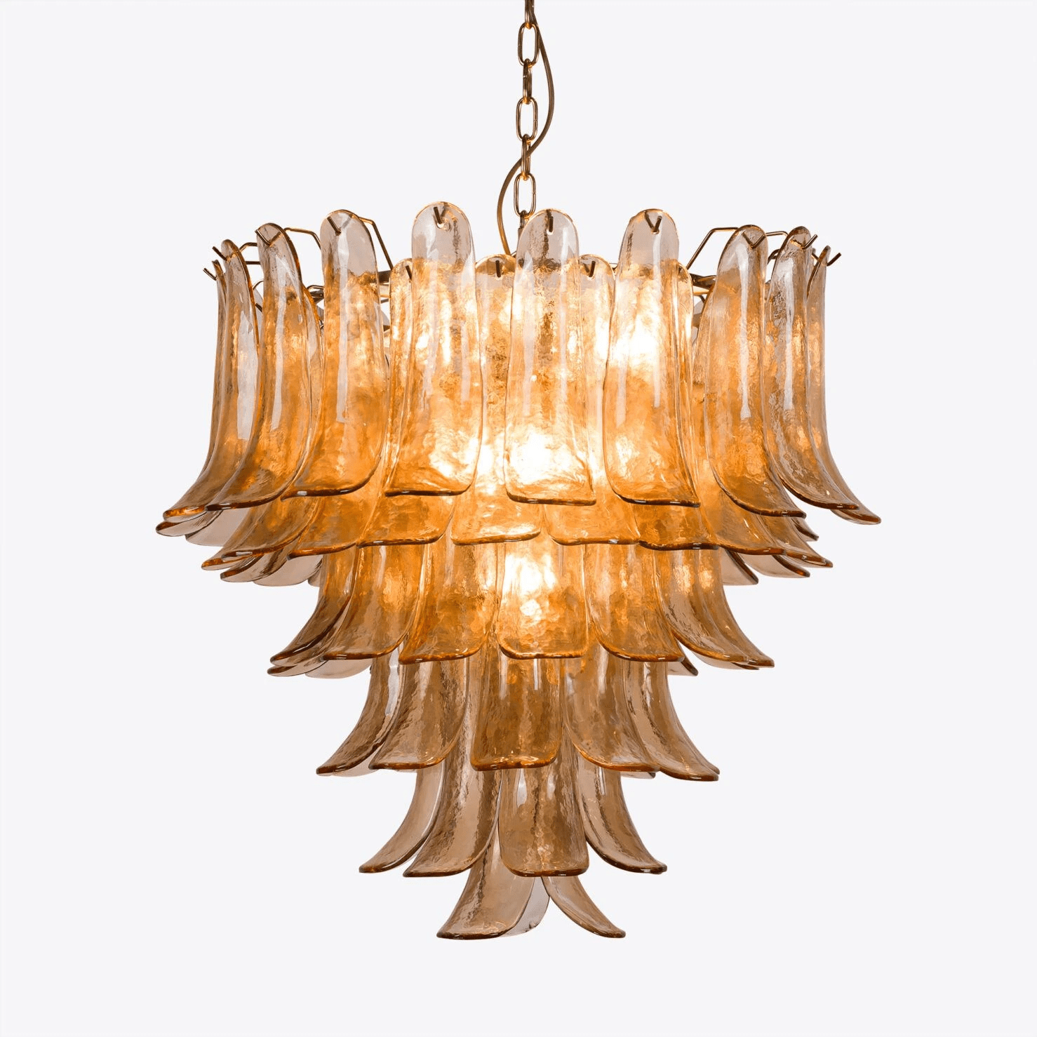 Amber Petal Crystal Chandelier - Elegant Floral Ceiling Light Fixture for Dining Room, Bedroom & Living Room Decor