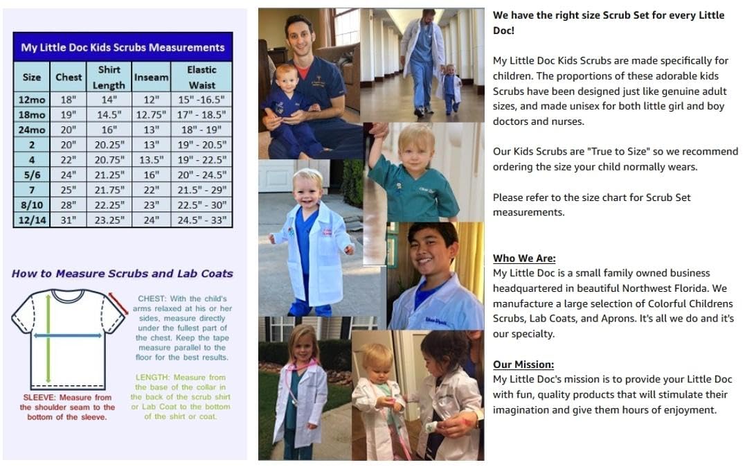 Royal Blue Kids Scrubs Costume - Medical Role Play Outfit for Children | Perfect for Halloween, Dress-Up & Pretend Play
