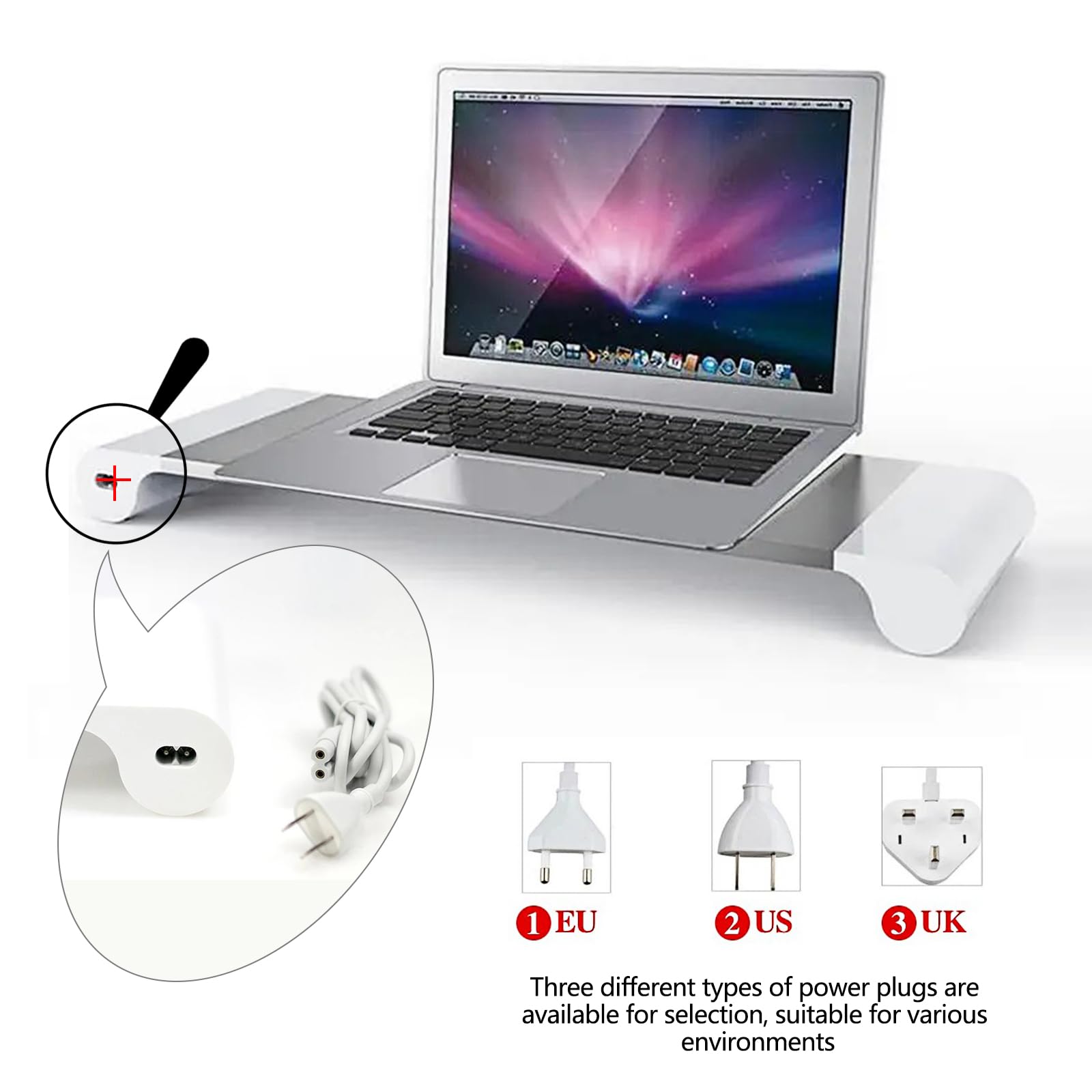Portable Monitor Stand Riser with USB Charging - Adjustable Laptop & Desktop Computer Stand, TV Desk Organizer for Home Office & Gaming Setup