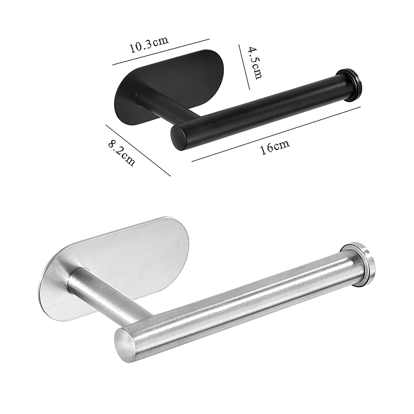 No Drill Self Adhesive Toilet Paper Holder - Stainless Steel Brushed Bathroom Tissue Roll Mount (Silver) | Space Saving Solution for Small Bathrooms & RVs