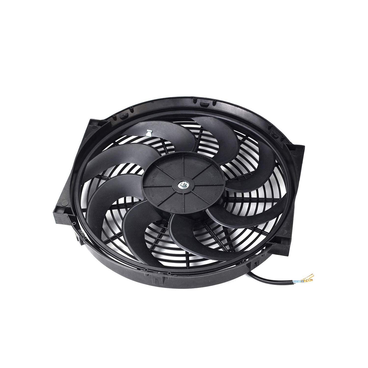 14 Inch Slim Electric Radiator Cooling Fan - 12V 90W High Performance Push Pull Fan with Universal Mounting Kit (Black) - Perfect for Car Engine Cooling, PC Case Ventilation & Home DIY Projects