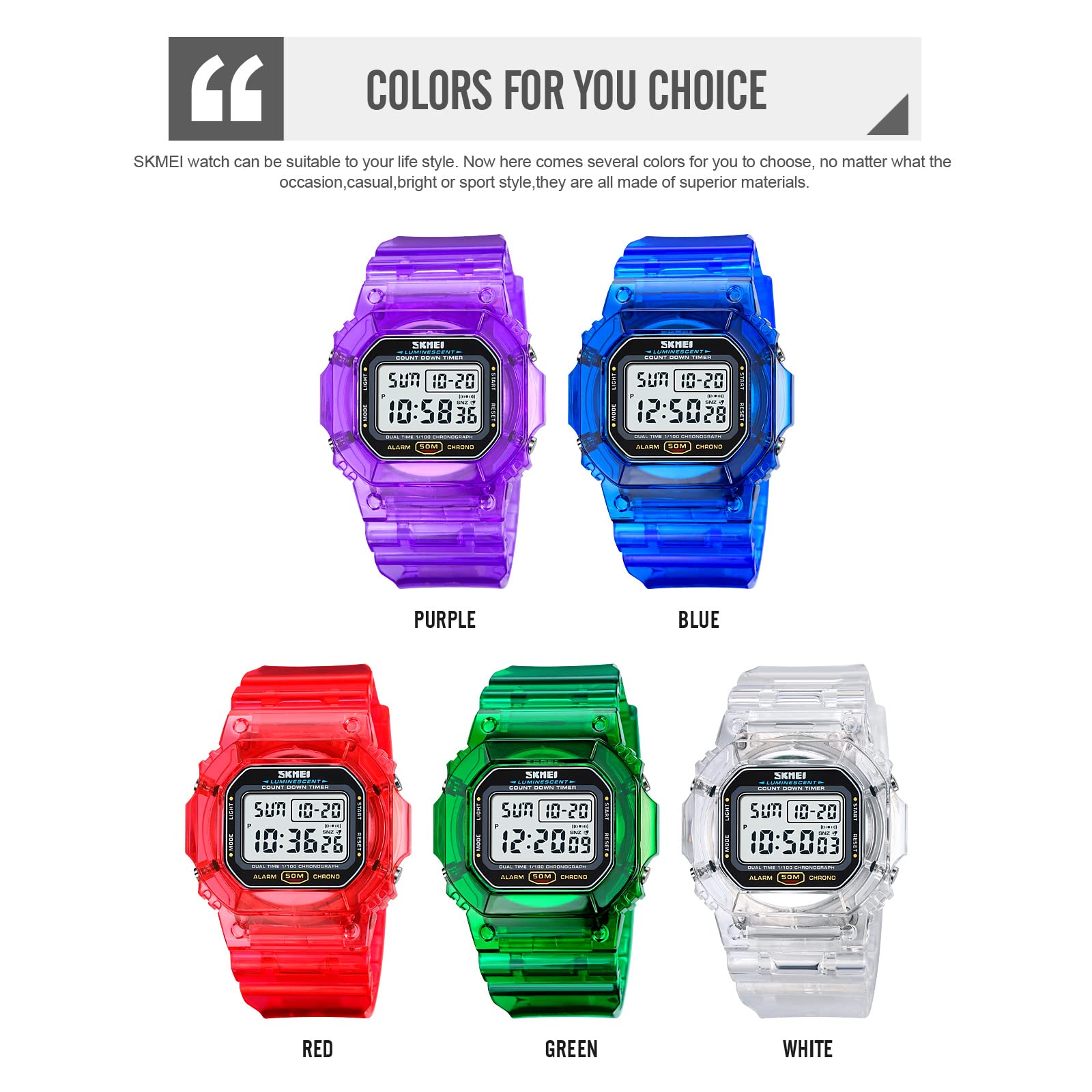 RNONDRY Unisex Digital Watch - Waterproof Clear Display with Date, Alarm & Countdown Timer - Sport Watch for Men, Women, Boys & Girls - Perfect for Swimming, Running & Outdoor Activities