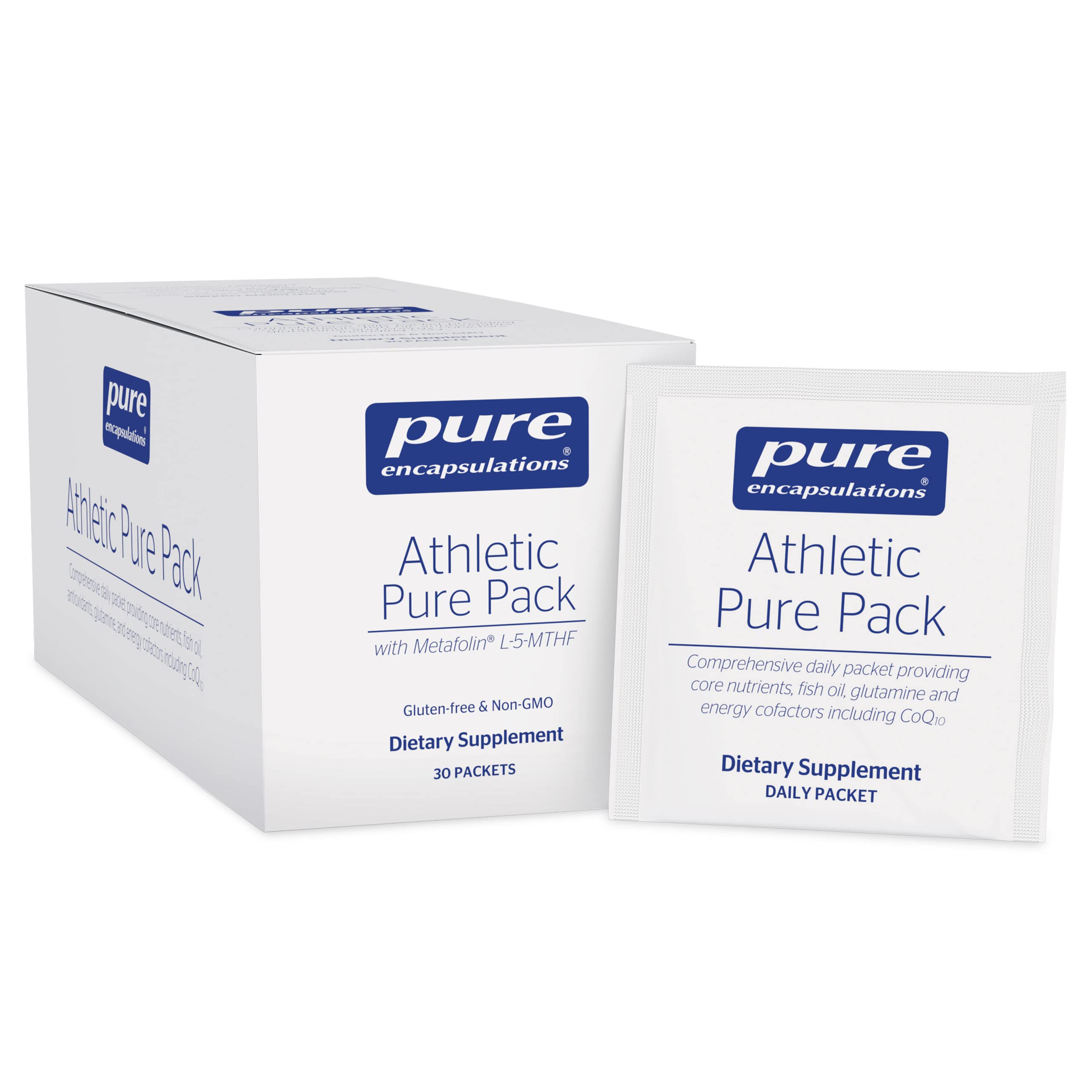 Pure Encapsulations Athletic Pure Pack - 30 Packets of Comprehensive Daily Nutrition with Fish Oil, Antioxidants, Glutamine, CoQ10 & Kre-Alkalyn | Essential Core Nutrients for Athletes & Active Lifestyles | Pre-Workout Energy & Post-Workout Recovery Supplement
