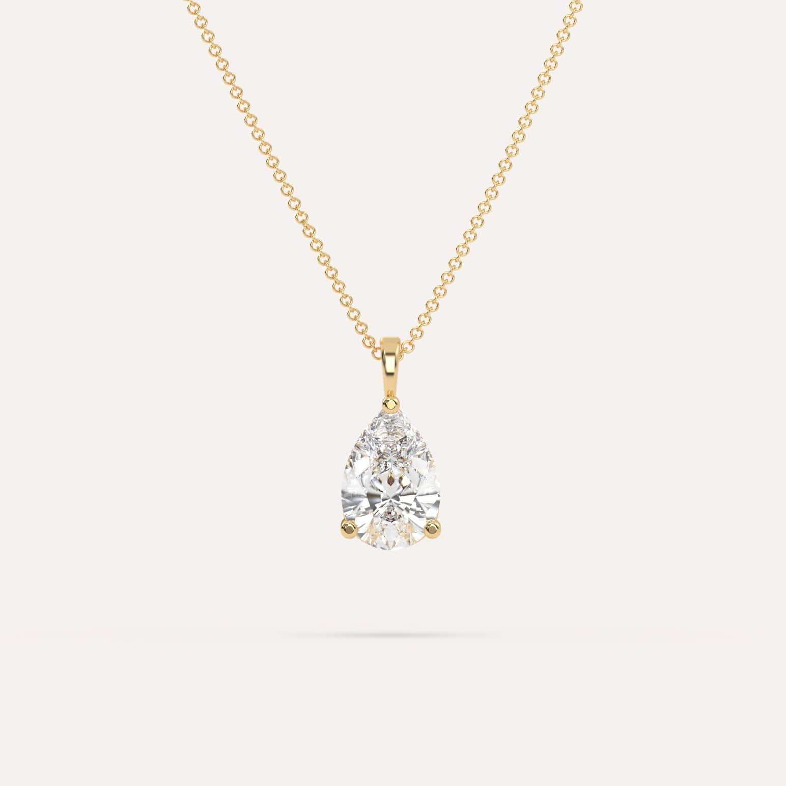 2 Carat Pear Cut Diamond Pendant Necklace - 14K White Gold Solitaire Jewelry for Women - Perfect for Anniversary Gifts, Valentine's Day & Special Occasions