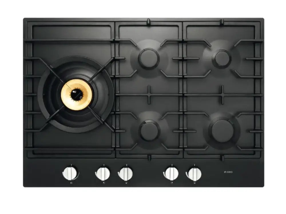 Asko HG1776AD 75cm Matte Black Natural Gas Cooktop - Premium 5 Burner Stovetop for Modern Kitchens | Perfect for Home Chefs & Entertaining