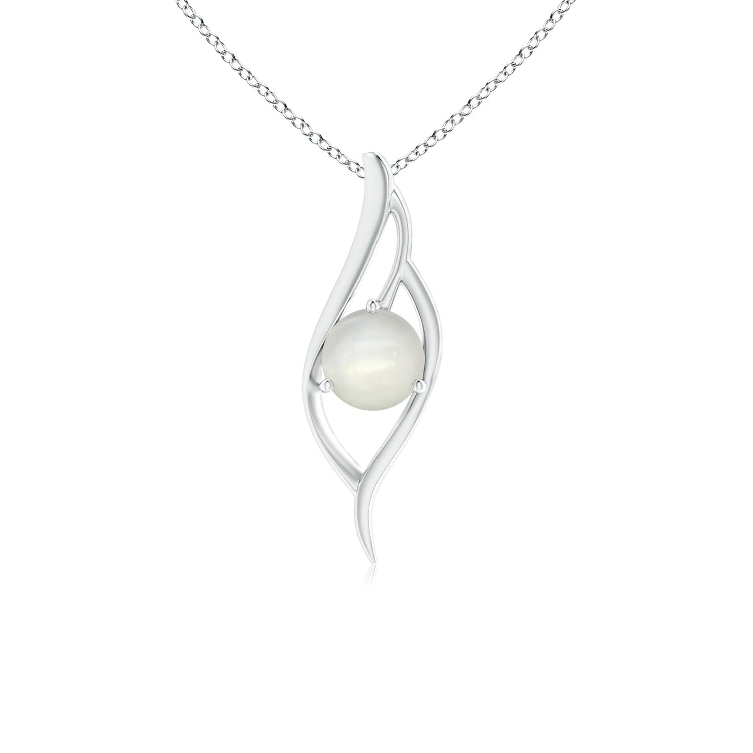 Angara 14K Solid Gold Natural Moonstone Solitaire Pendant Necklace for Women | Elegant Jewelry Gift for Birthday, Engagement, Anniversary & Wedding | Perfect for Date Nights, Office Wear & Special Occasions