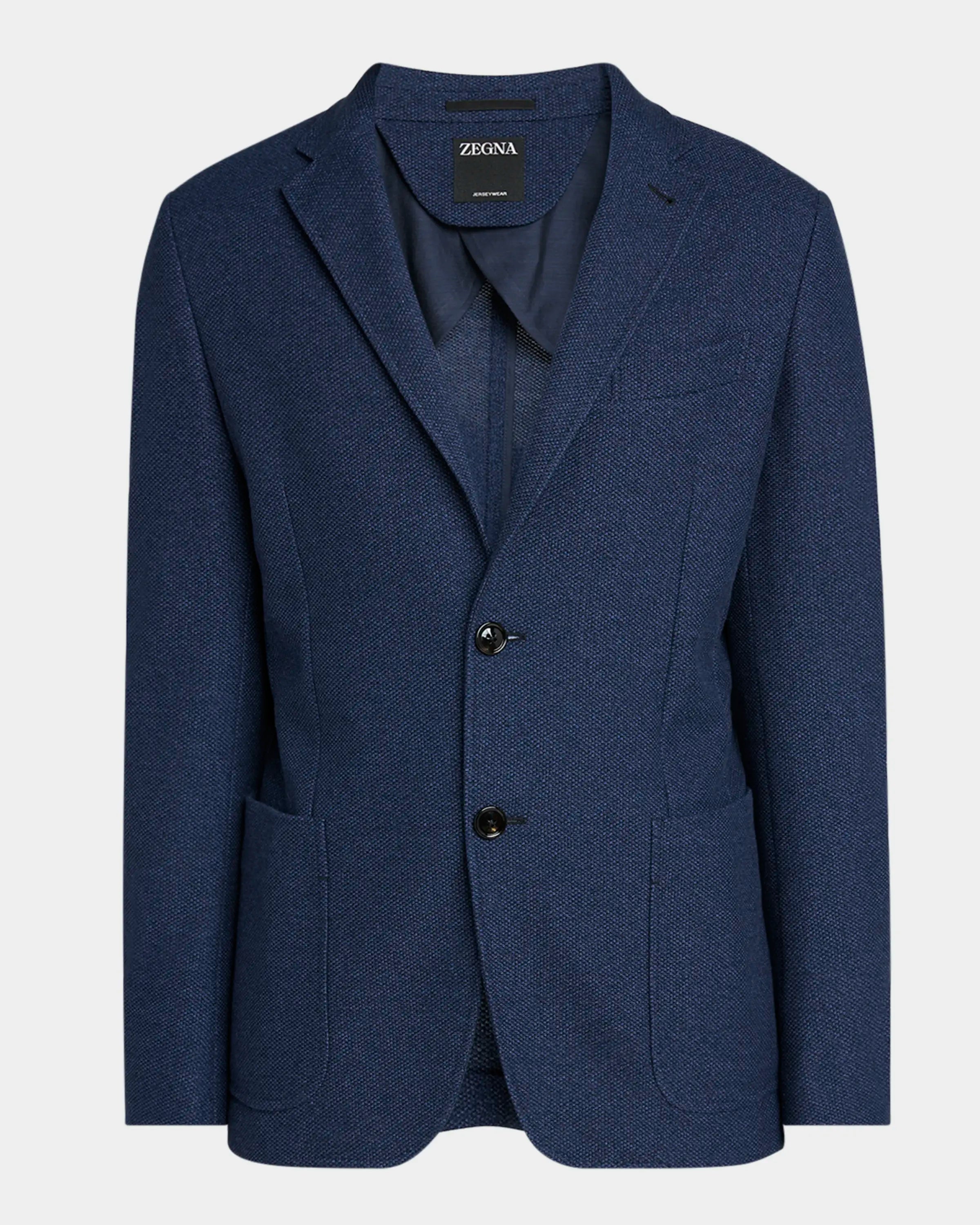 ZEGNA Navy Blue Jersey Jacket for Men - Lightweight Casual Blazer for Business & Travel - Perfect for Office, Dinner Dates & Outdoor Events