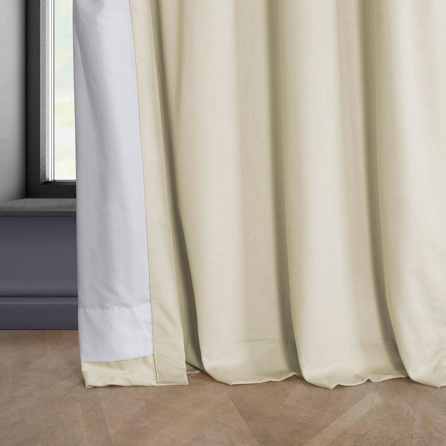 Au Lait Crème Grommet Heritage Plush Velvet Blackout Curtains - Thermal Insulated Window Drapes for Bedroom & Living Room