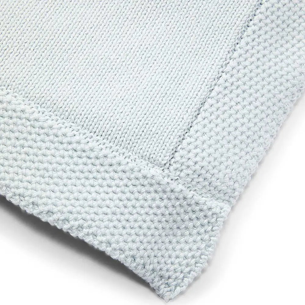 Soft Baby Knit Blanket with Border - Cozy Blue Blanket for Newborns, Infants & Toddlers | Perfect for Nursery, Stroller, Car Seat & Swaddling