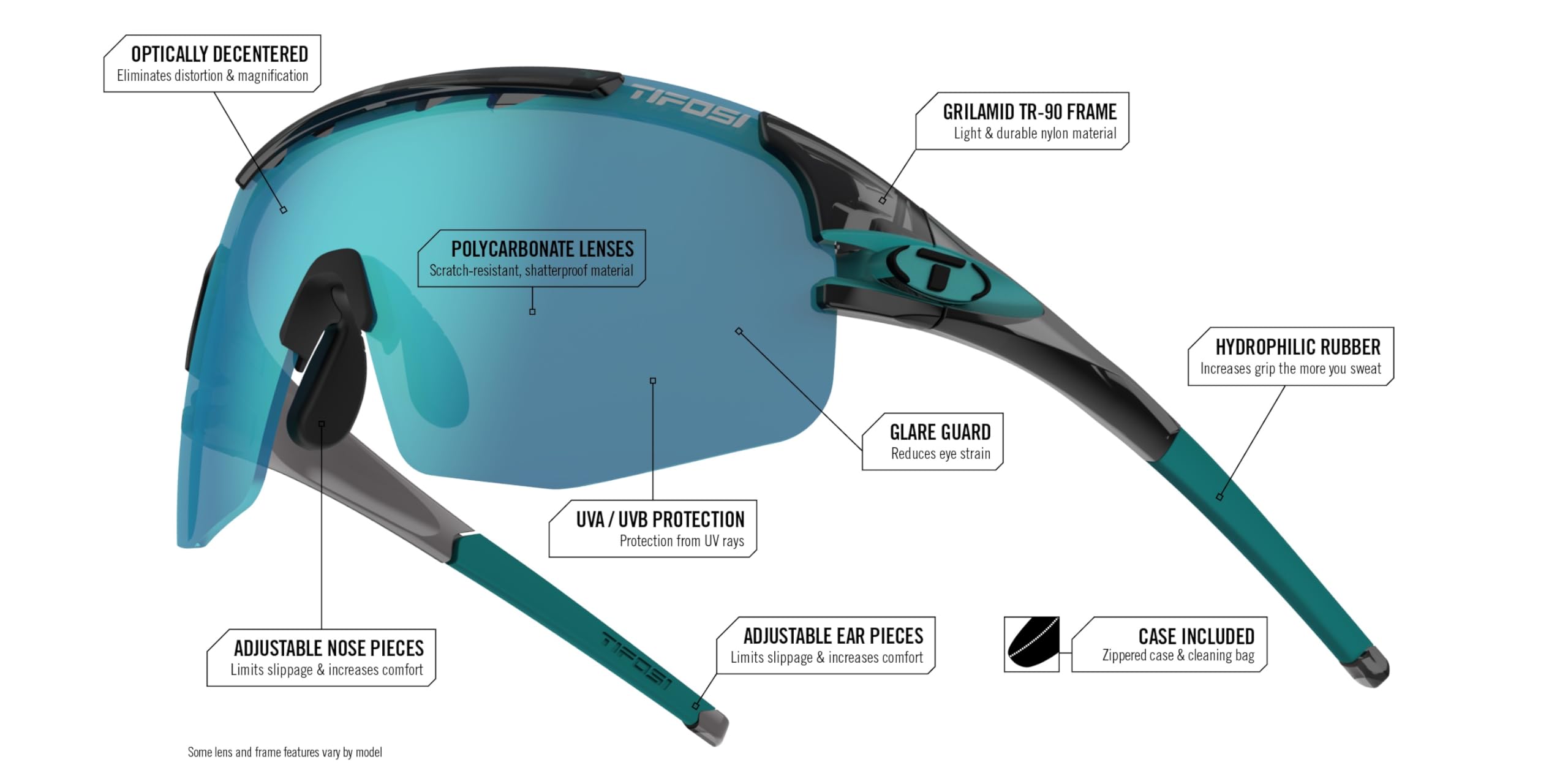 Tifosi Optics Sledge Lite Sports Sunglasses - Lightweight Cycling Glasses for Road, Gravel, MTB, Baseball & Softball - UV Protection for Outdoor Activities
