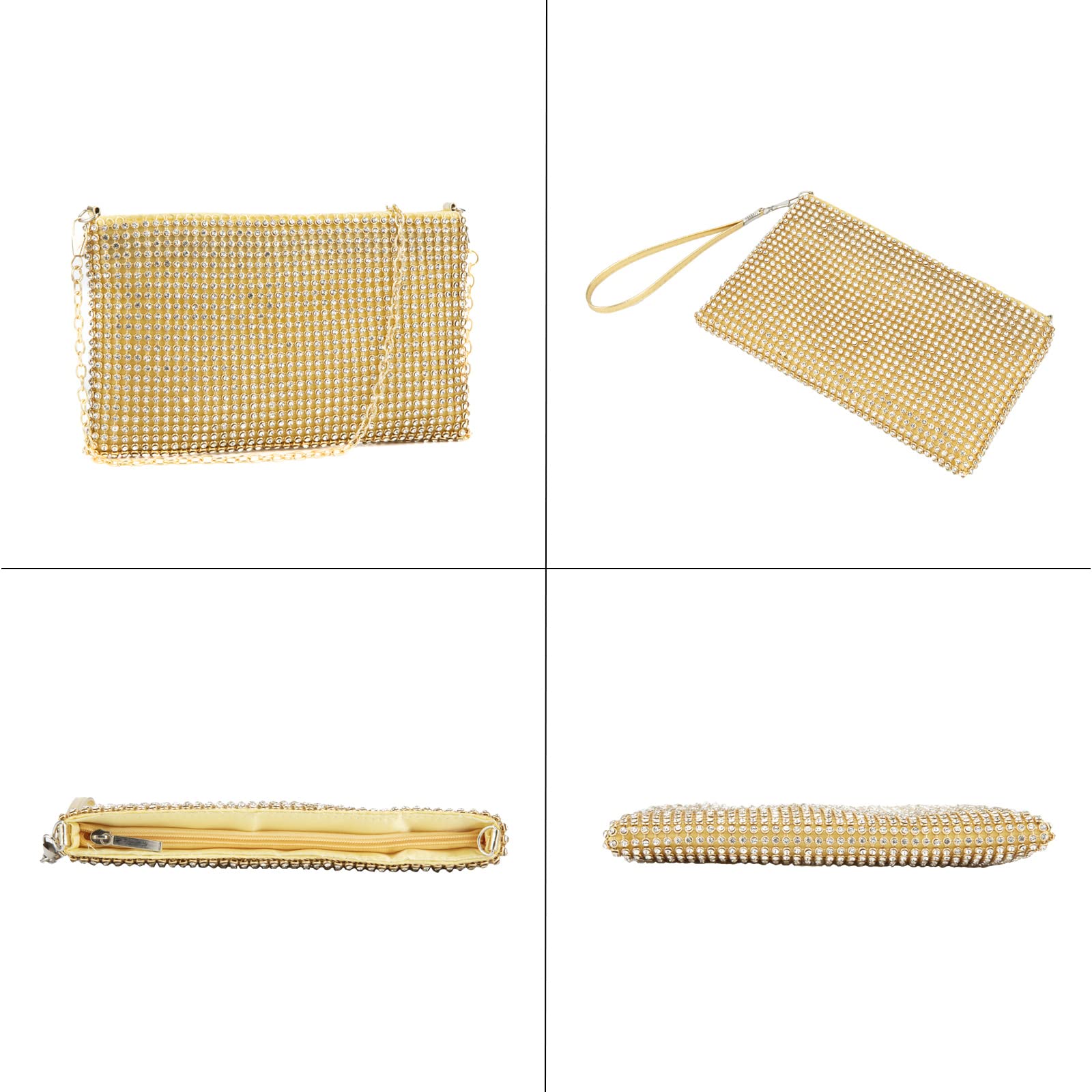 Sparkling Mesh Clutch Purse for Women - Elegant Crystal Evening Wristlet Bag with Phone Pocket | Perfect for Parties, Weddings & Date Nights