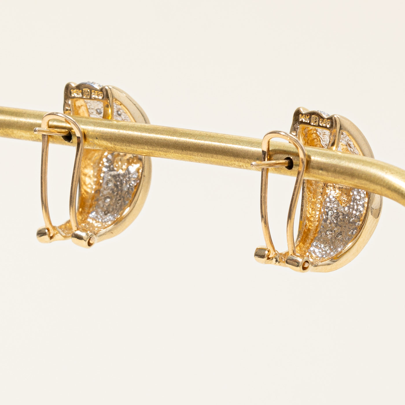 0.10ctw Diamond Half Hoop Earrings for Women - 14K Gold Plated Dainty Stud Earrings - Perfect for Weddings, Date Nights & Special Occasions