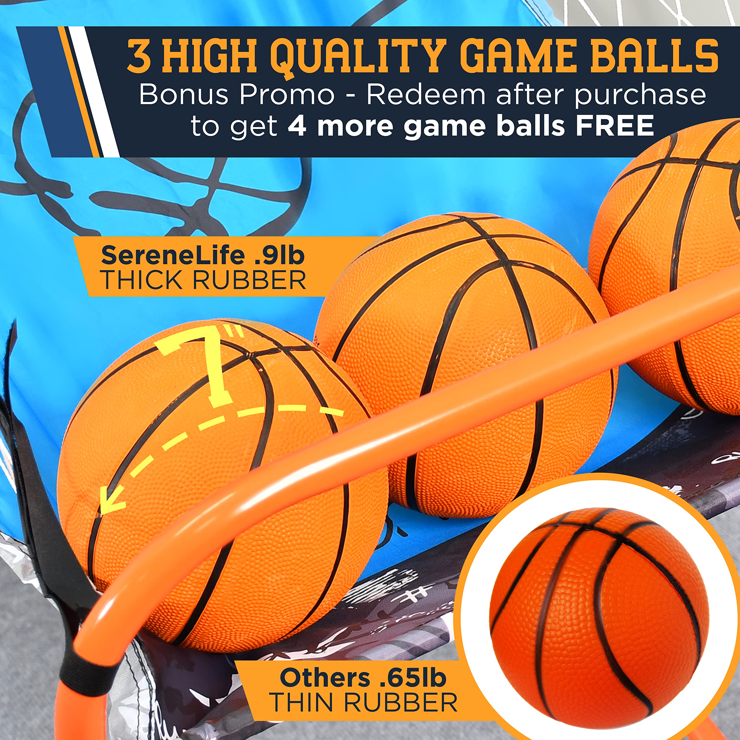 SereneLife Single Shot Basketball Arcade Game with LED Digital Scoreboard & Timer - Includes 3 Basketballs & Air Pump - Foldable Compact Design for Kids & Adults - Perfect for Indoor Playrooms, Game Rooms, and Family Fun Nights