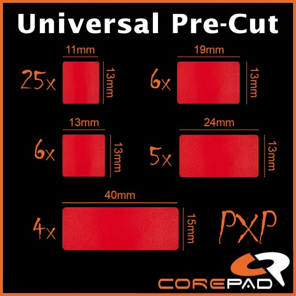 Corepad PXP Grips - Universal Precut Mouse Grip Sheet for Gaming & Esports - Enhanced Control for FPS, MOBA & PC Gaming