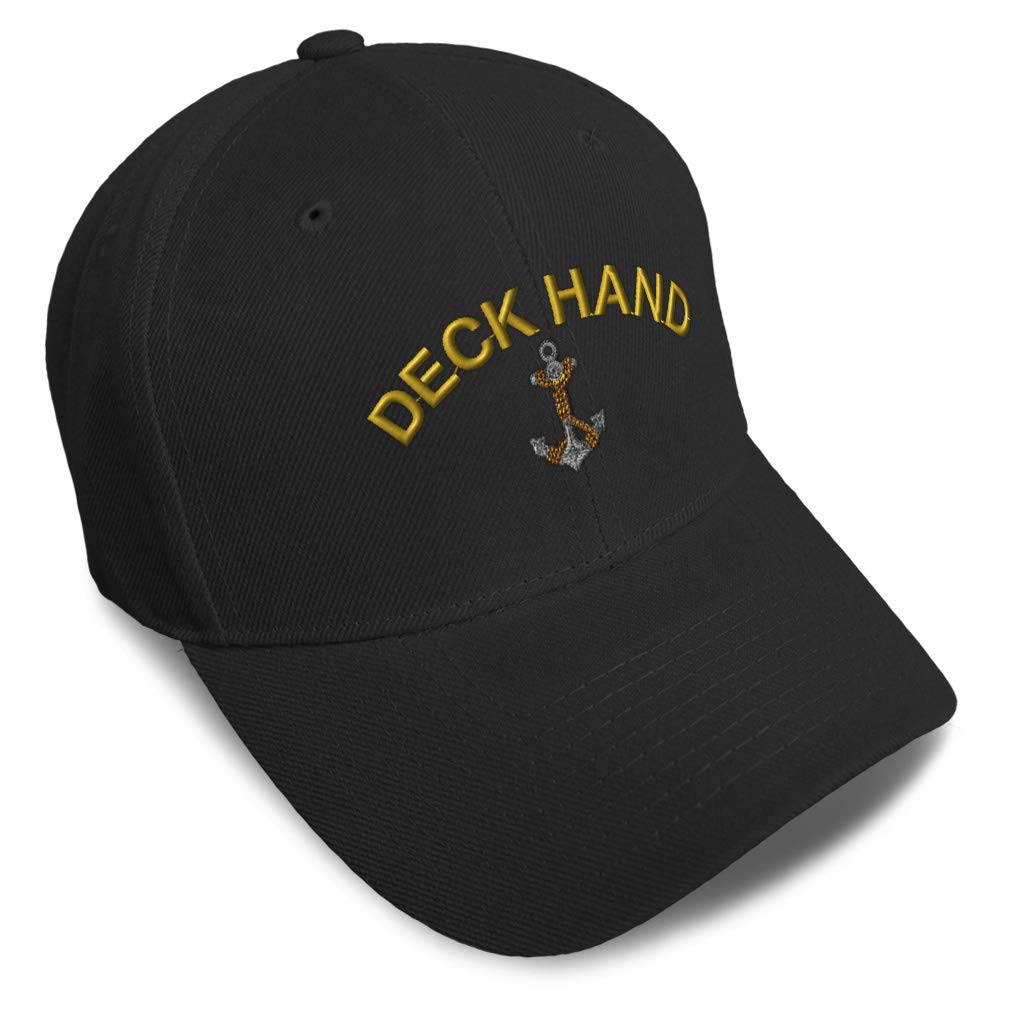 Stylish Baseball Cap with Anchor & Boat Gold Embroidery - Unisex Deck Hand Dad Hat for Men & Women - Perfect for Boating, Fishing & Outdoor Adventures