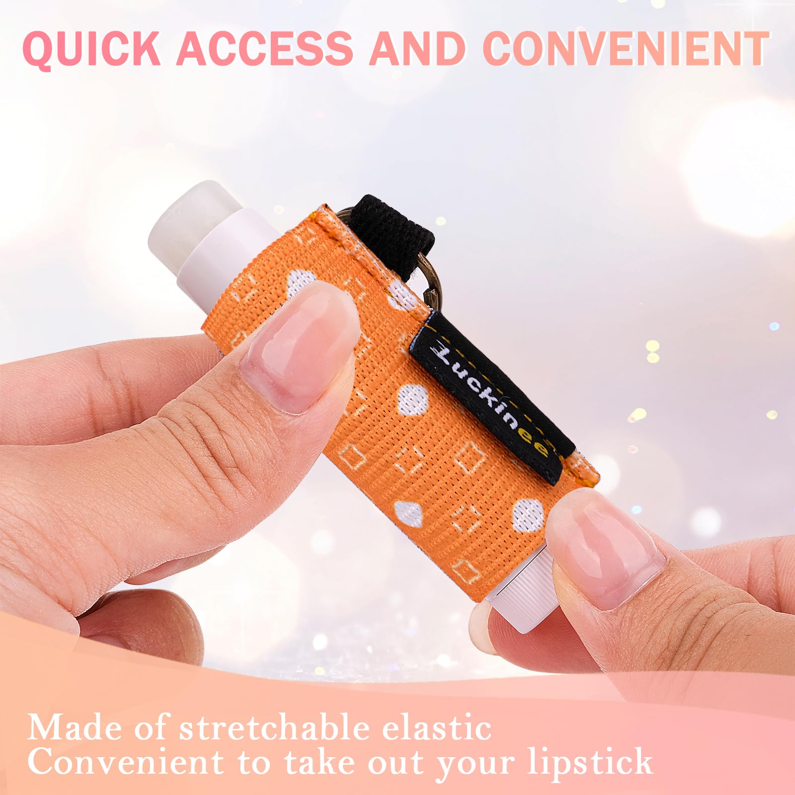 3PCS Lip Balm Holder Keychain - Elastic Sleeve for Chapstick, Lipstick & Lip Gloss - Fits Fat & Slim Tubes - Perfect for Purse, Backpack & Gym Bag Organization