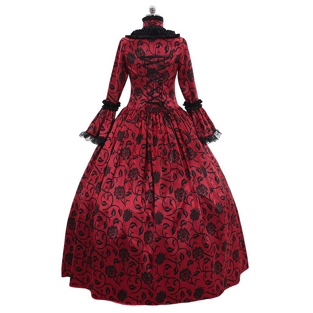 Medieval Queen Victorian Gothic Lace Ball Gown with Bell Sleeves - Renaissance Masquerade Vampire Costume for Halloween, Cosplay & Themed Parties