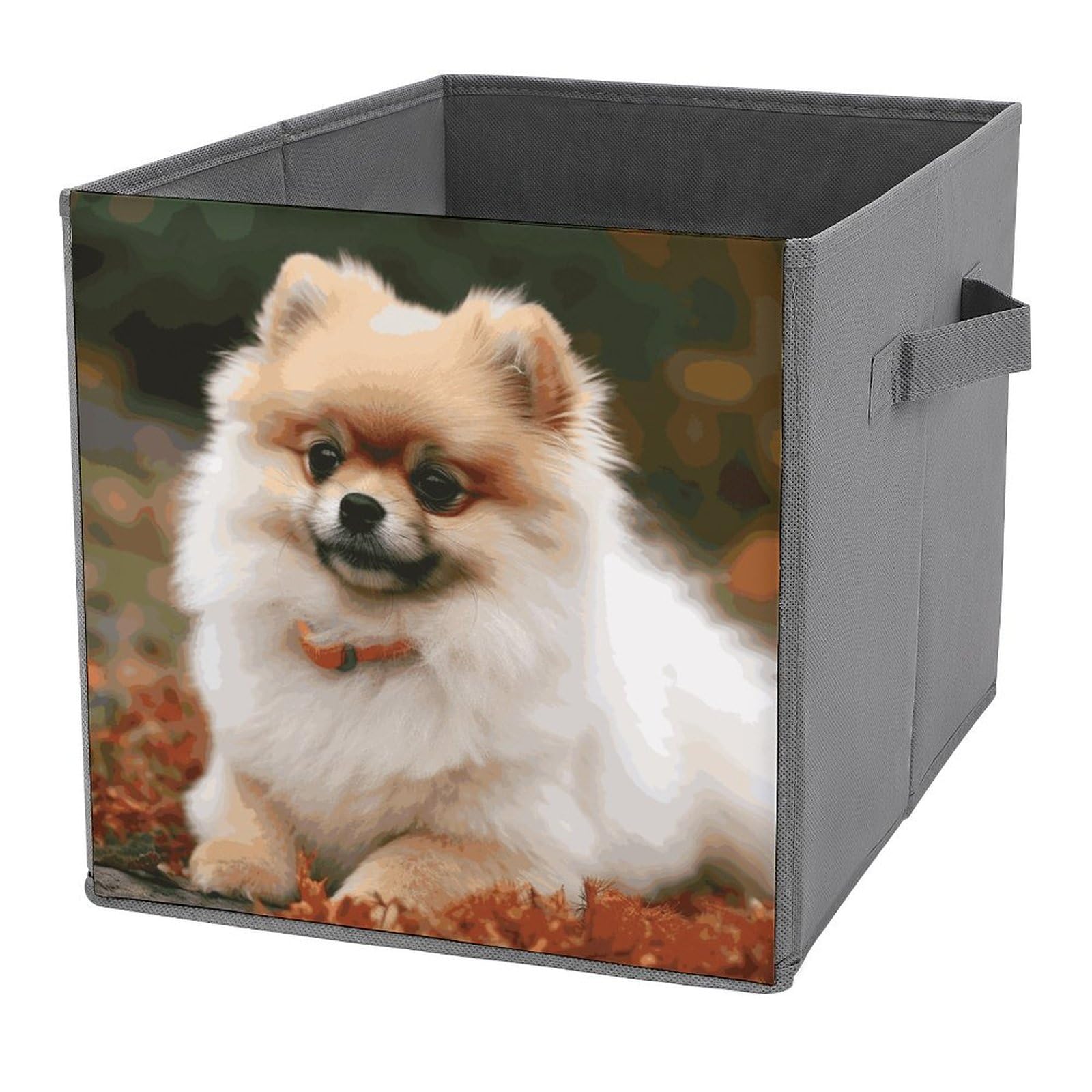 Pomeranian Dog Print Storage Baskets - Foldable Fabric Storage Bins for Clothes, Toys & Home Organization | Pet-Themed Decorative Storage Solution for Bedroom, Closet & Nursery