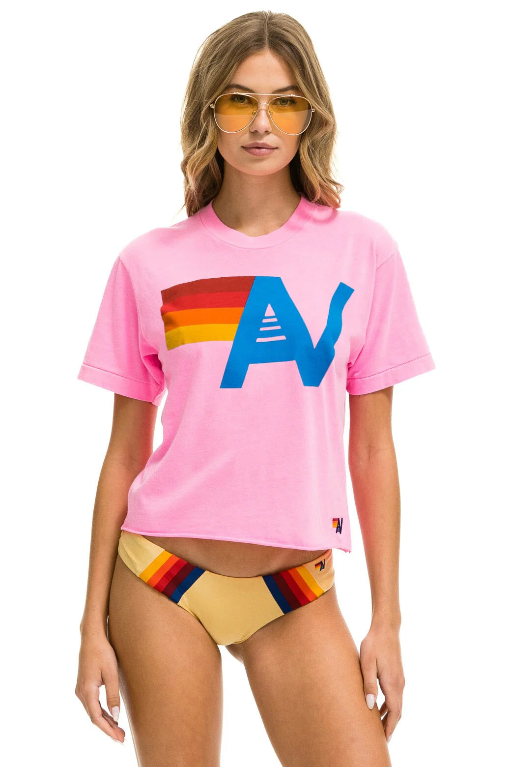 Aviator Nation Logo Boyfriend Tee - Soft Vintage Style Women's T-Shirt in Neon Pink | Casual Wear, Street Style & Festival Outfit