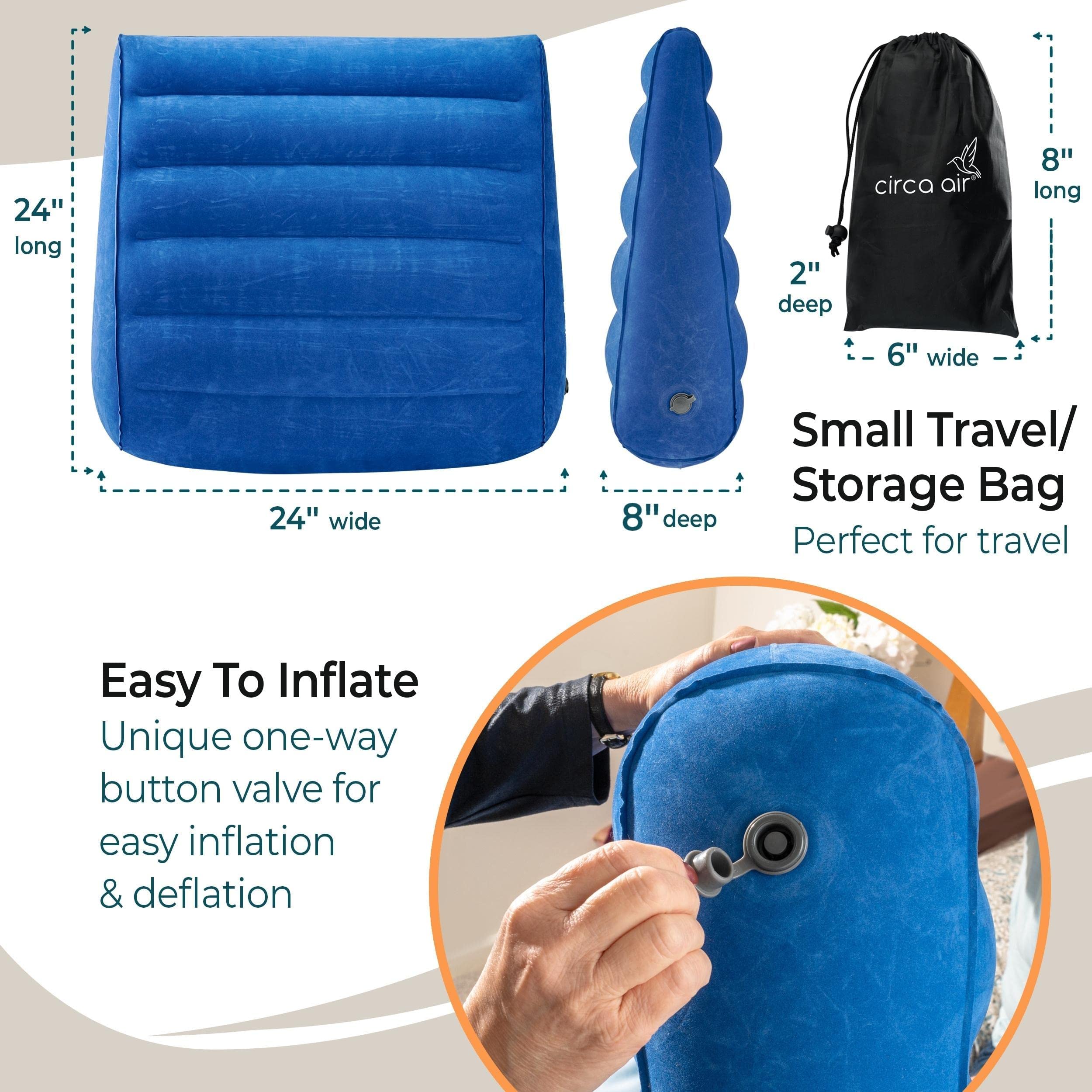 **Inflatable Wedge Pillow for Travel - Lightweight & Portable Bed Wedge Pillow for Sleeping, Acid Reflux, GERD, Snoring Relief, Back & Leg Support - Perfect for Home, Office, Airplane & Camping Use**