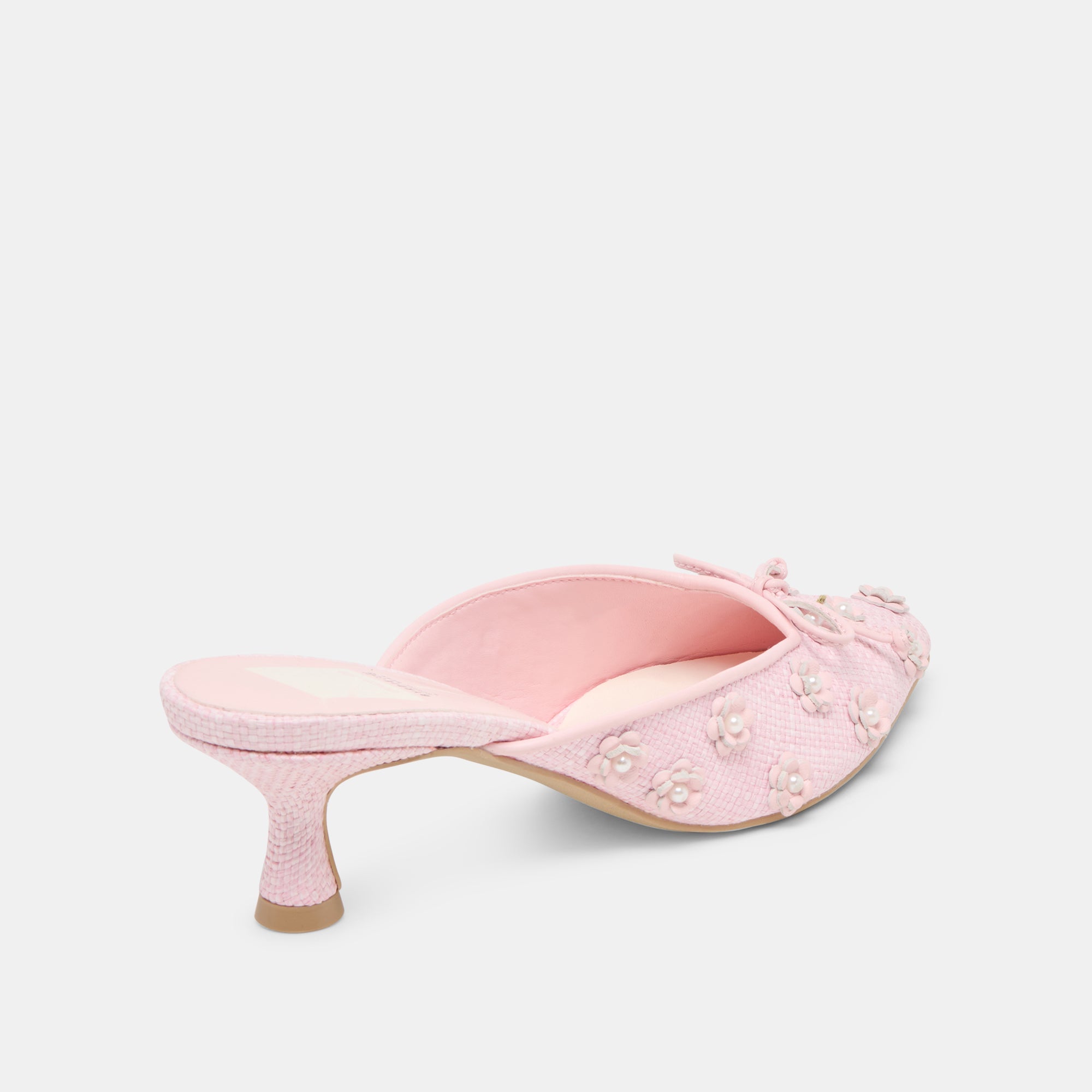 Camilo x Byrdie Golf Wide Heels - Pink Raffia Women's Sandals for Summer, Beach & Casual Outings