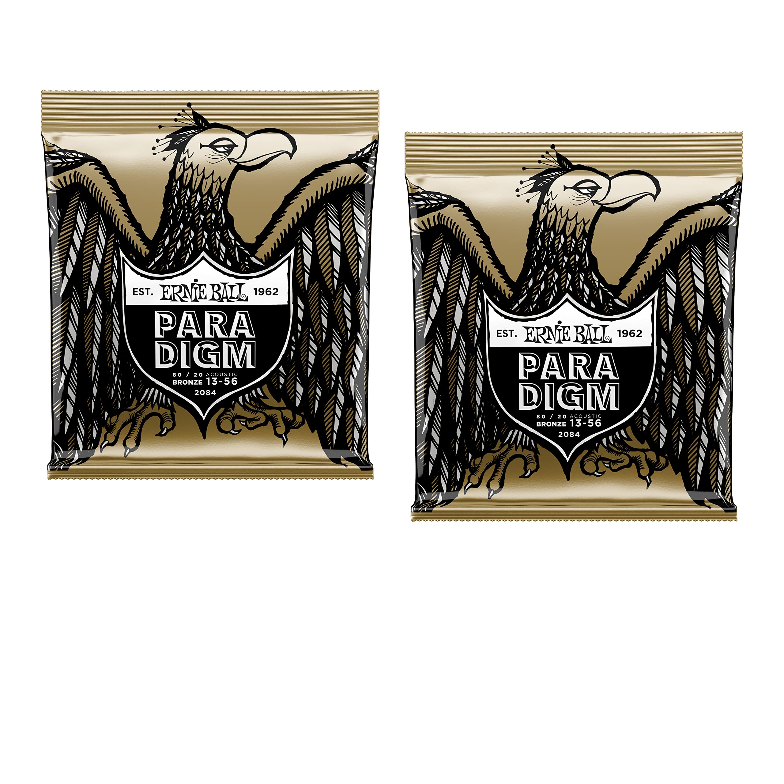 2 Pack Ernie Ball 2084 Paradigm Medium 80/20 Bronze Acoustic Guitar Strings (13-56 Gauge) - Premium Sound for Folk, Country & Fingerstyle Playing