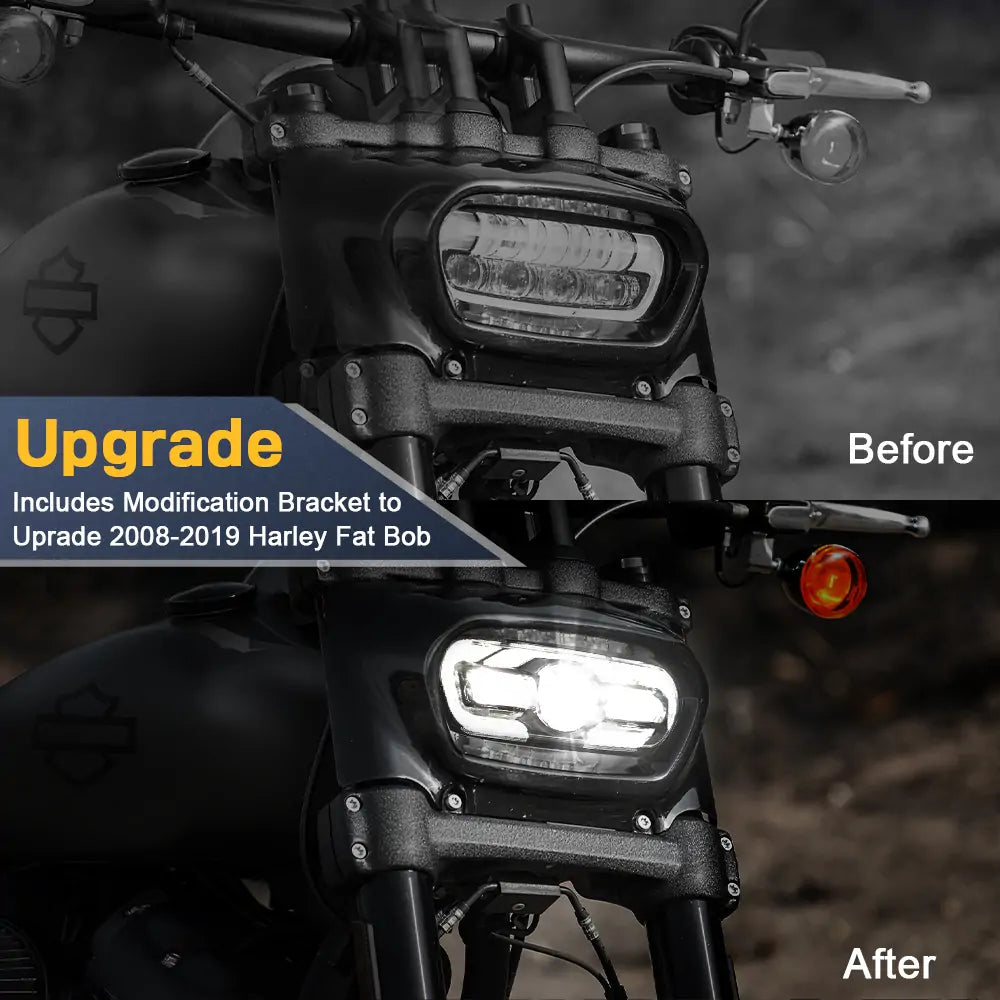 H4 LED Headlight Kit for 2008-2017 Harley Davidson Dyna Fat Bob with DRL - High Brightness Motorcycle Headlight Replacement for Night Riding & Safety
