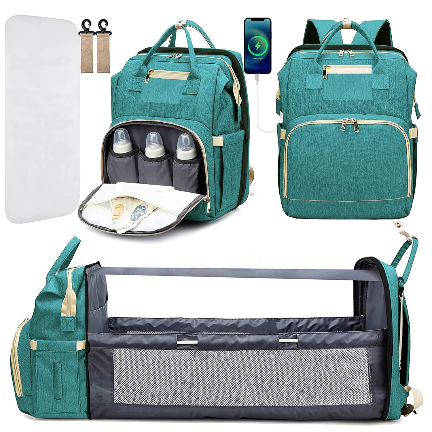 GreenTaya Large Diaper Backpack for Boys & Girls - Baby Bag with USB Charging Port | Waterproof Travel Diaper Organizer for Moms, Daycare & Family Outings