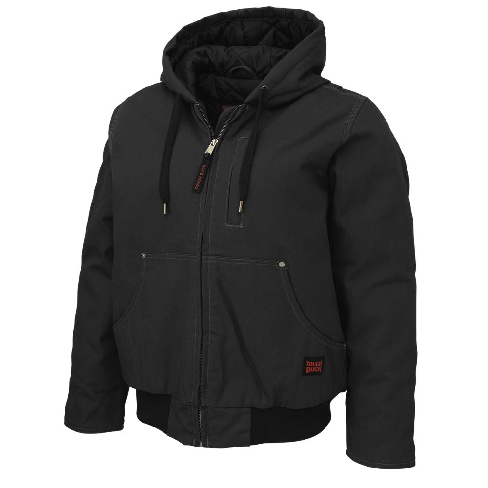 Tough Duck Women's Duck Work Bomber Jacket WJ32 - Durable Black Waterproof Jacket for Outdoor Work & Winter Activities