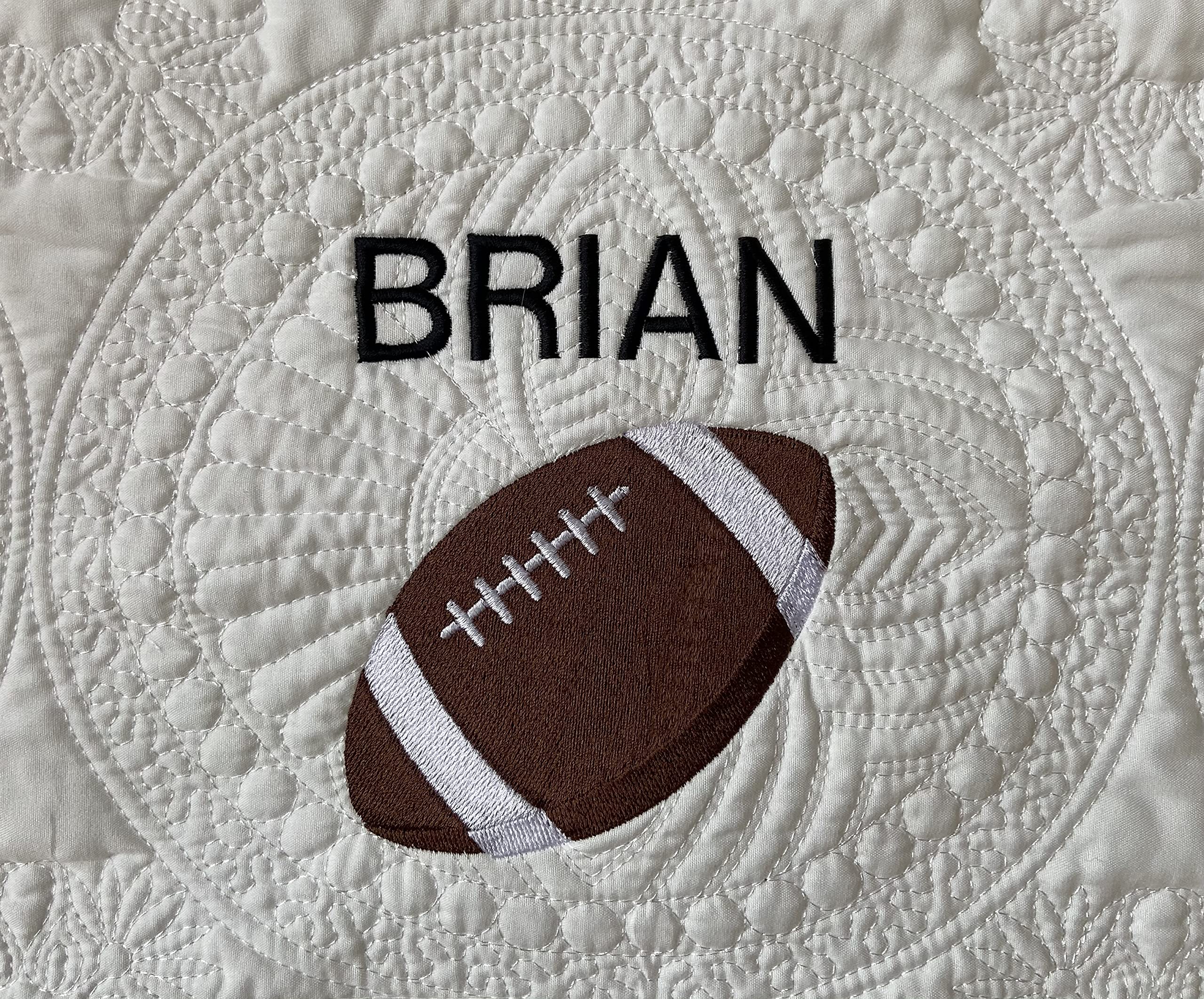Personalized Baby Blanket with Monogram - Custom Embroidered Quilt for Boys & Girls - Perfect Baby Shower Gift - Football Theme for Nursery & Playtime