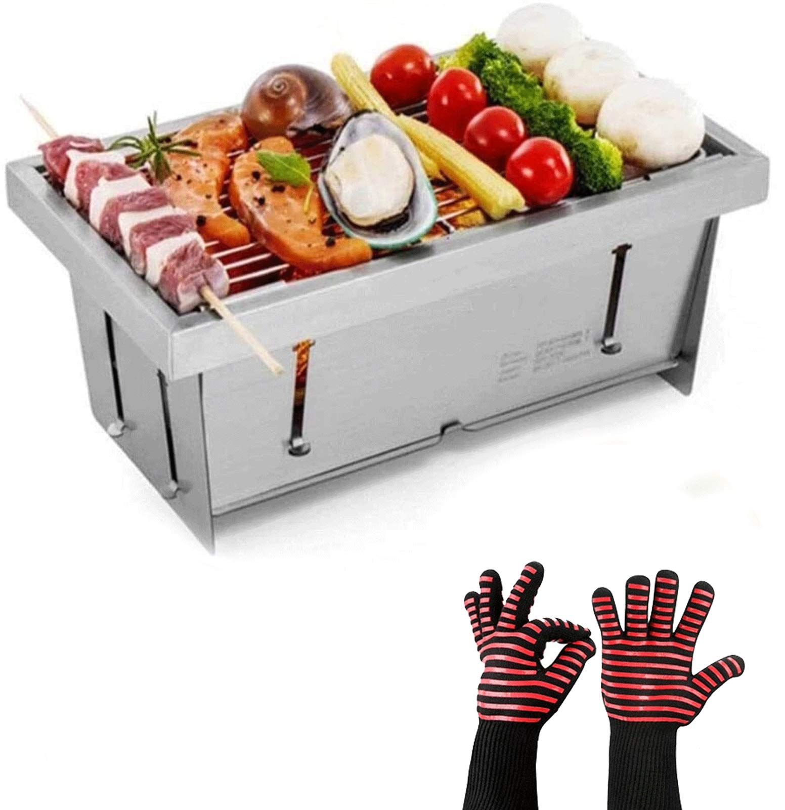 Premium AIIOW Outdoor Charcoal BBQ Grill - Large Cast Iron Grill with Shelf for Backyard, Camping & Picnics | Portable Heavy Duty Barbecue for Patio, Tailgating & Outdoor Cooking