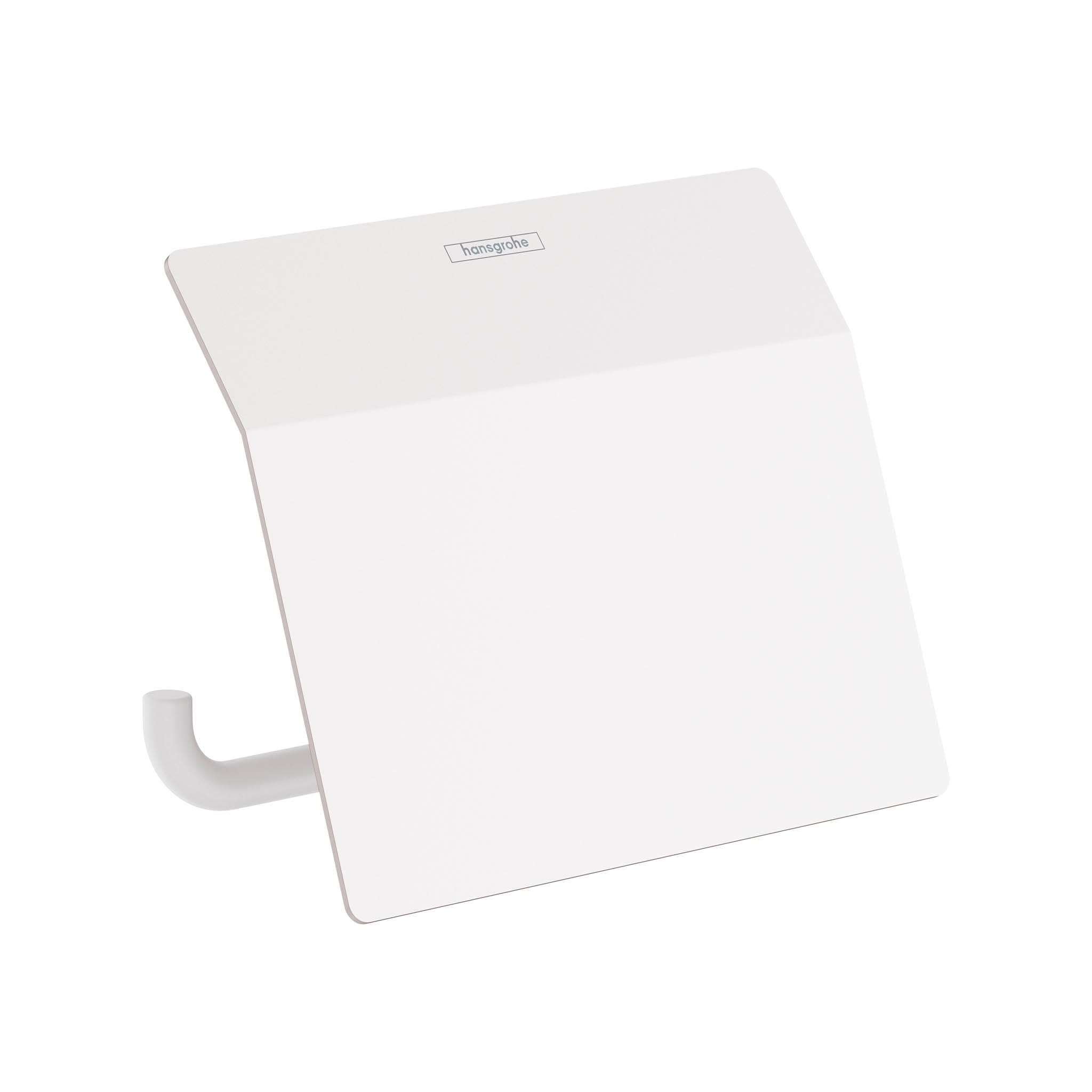 Hansgrohe AddStoris 6-Inch Roll Holder with Cover - Matte White Bathroom Accessory (41753700) | Perfect for Modern Bathrooms & Powder Rooms
