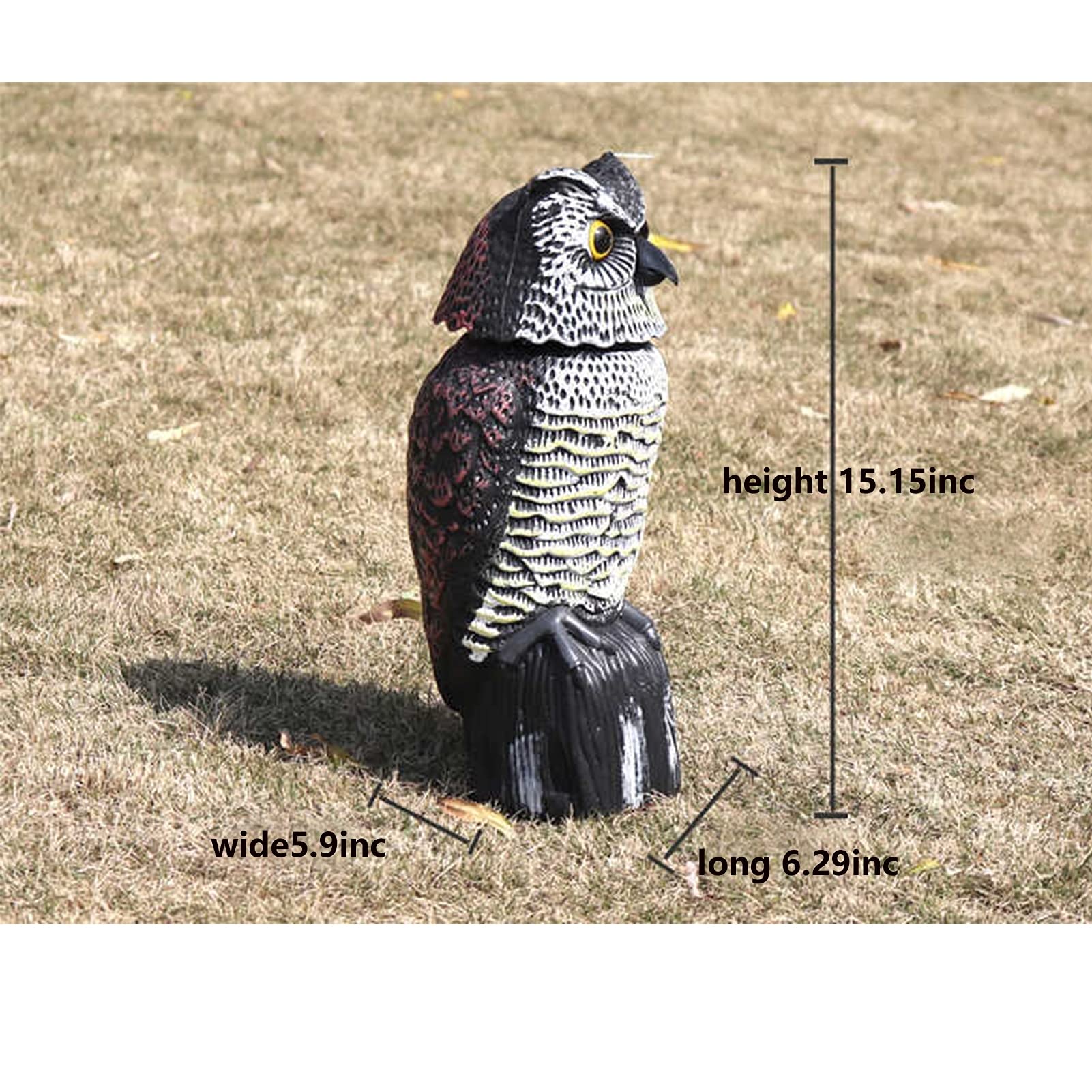 Electric Owl Statue with Rotating Head & Sound - Solar Powered Bird Deterrent for Garden, Yard & Outdoor Decoration - Perfect for Patio, Lawn & Backyard Pest Control