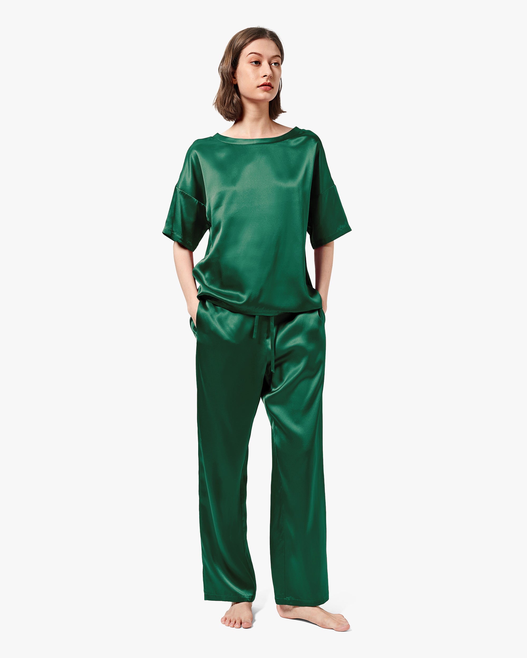 Sunday Morning Silk Pajamas for Women - Luxury Comfortable Sleepwear Set - Perfect for Relaxing at Home, Lounging & Gift Giving