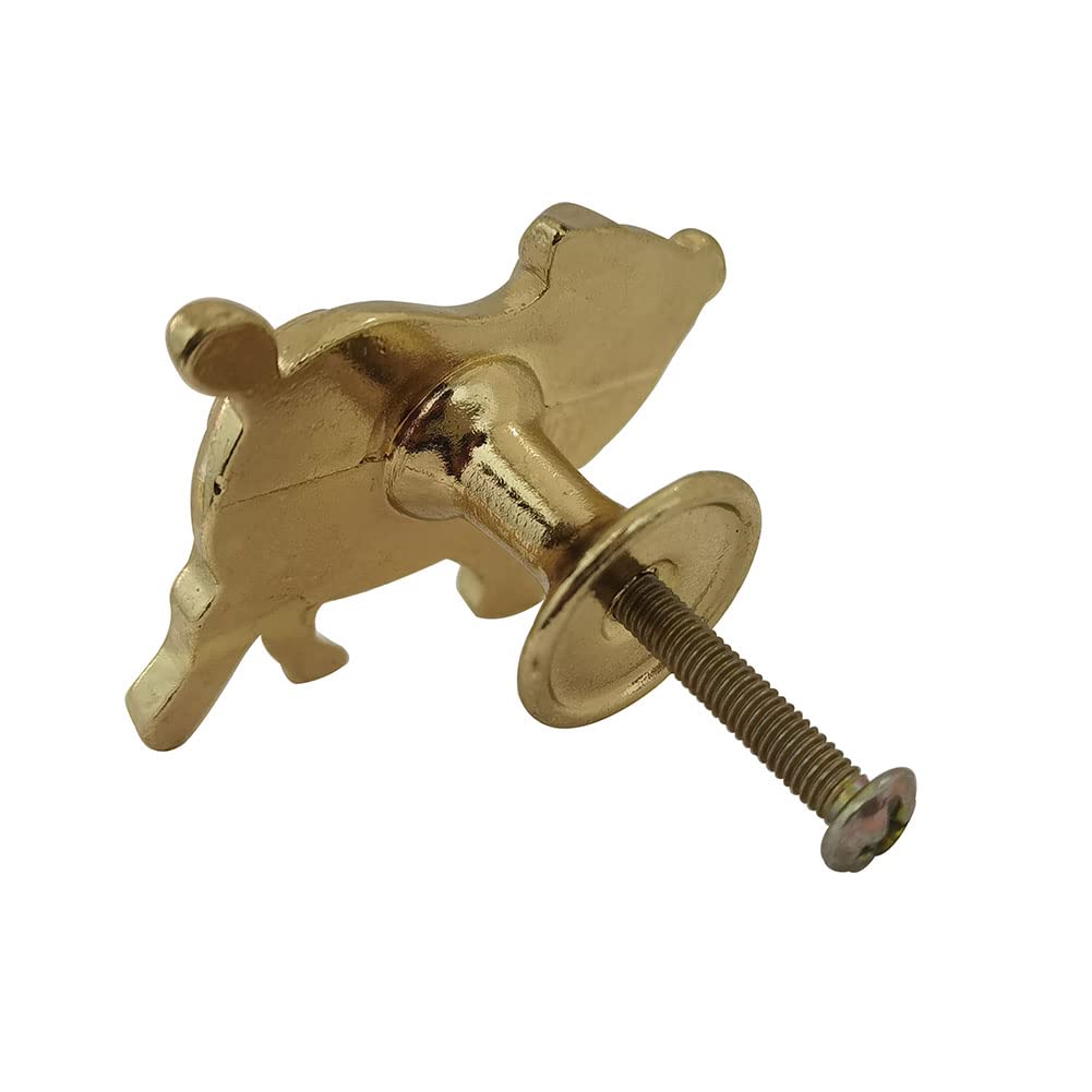 Brandname 3-Pack Cute Pig Knob Handles - Gold Cabinet Pulls for Wardrobes, Closets, Dressers, Bedside Tables & Kids Room Furniture - Decorative Animal-Shaped Drawer Handles for Kitchen, Bedroom & Nursery Decor