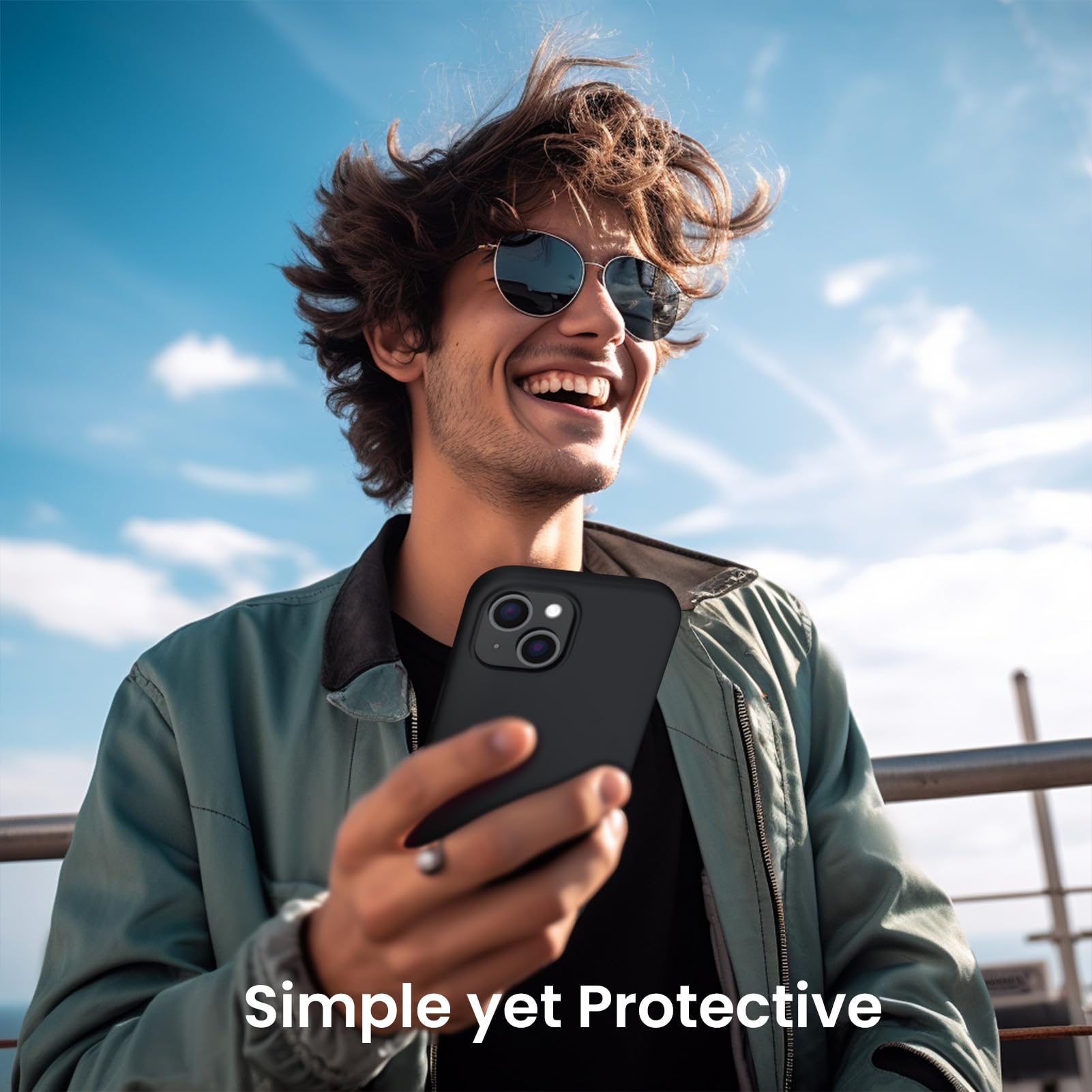 ORNARTO iPhone 15 Case 6.1 Inch - Slim Liquid Silicone Protective Cover with 3 Layer Full Coverage, Soft Gel Rubber & Microfiber Lining (Black) | Perfect for Everyday Protection & Style